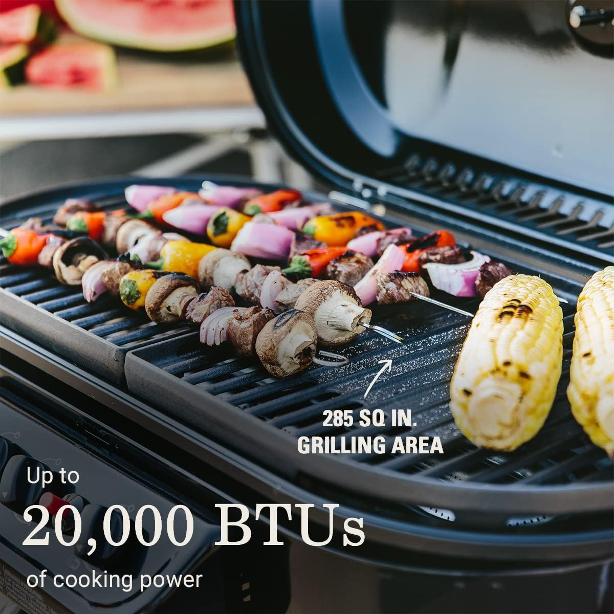 Portable Stand-Up Propane Grill with 3 Adjustable Burners& Instastart Ignition, 20,000 BTUs of Power for Outdoor Cooking - Image 2