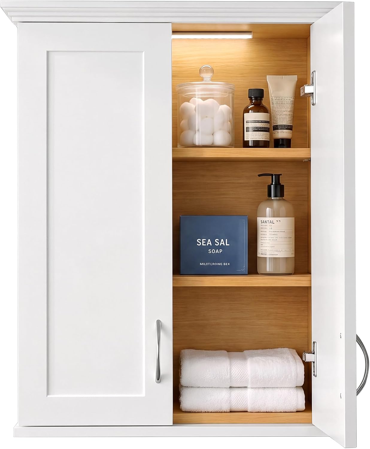 Bathroom Cabinet Wall Mount with DIY Lighting Dual-Tone Design - Image 3