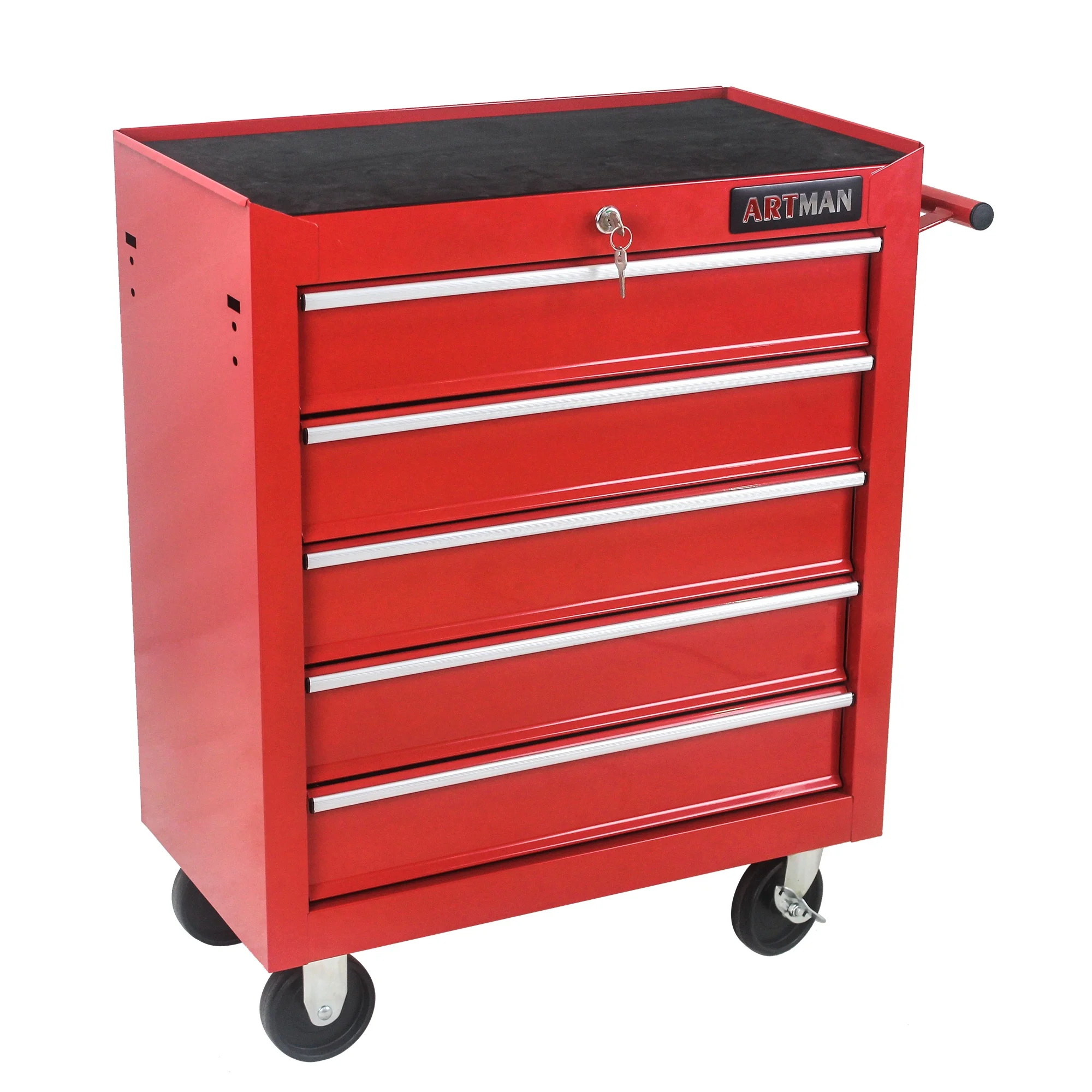 5-Drawer Rolling Tool Chest on Wheels, 24-inch Tool Storage Cabinet with Locking System for Garage Workshop Warehouse Repair Shop, Red - Image 6