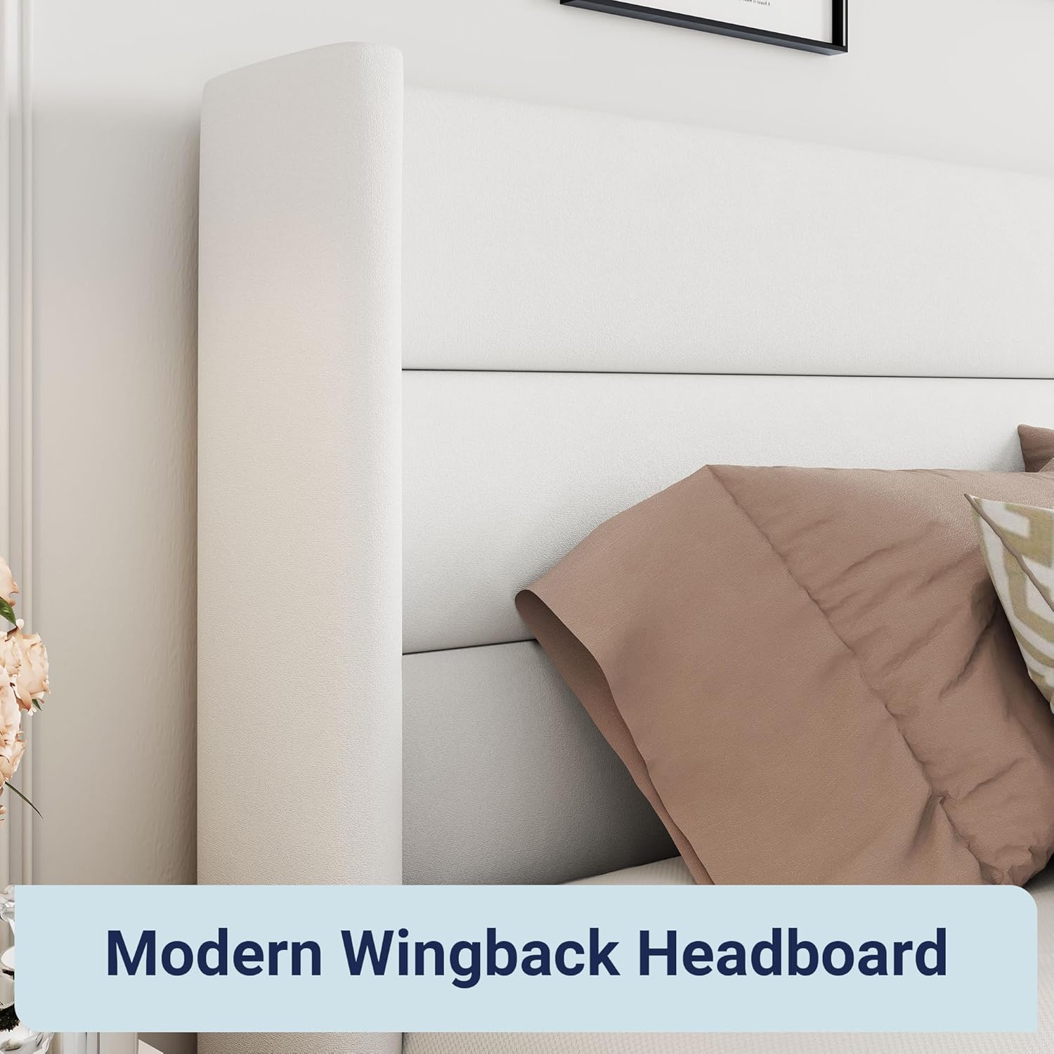 Queen Size Lift Up Storage Bed with Wingback Headboard, Upholstered Platform Bed Frame with Hidden Storage - Image 198