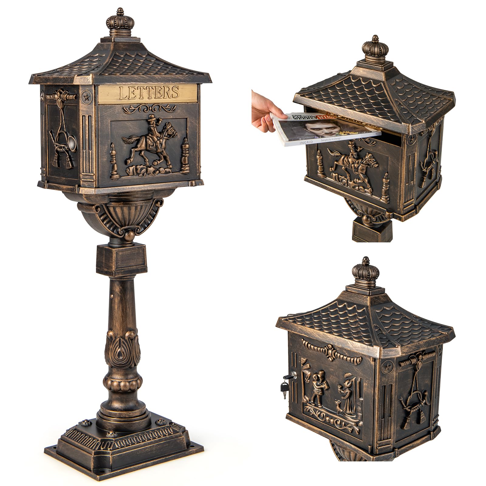 Cast Aluminum Mailbox with Post – Rustproof Weather-Resistant Mailbox Set - Image 4
