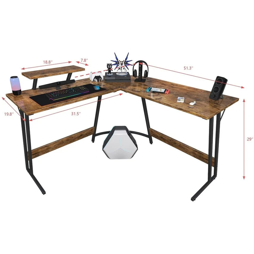 L Shaped Gaming Desk, Corner Computer PC Workstation for Gaming, Home Office and Study - Image 3