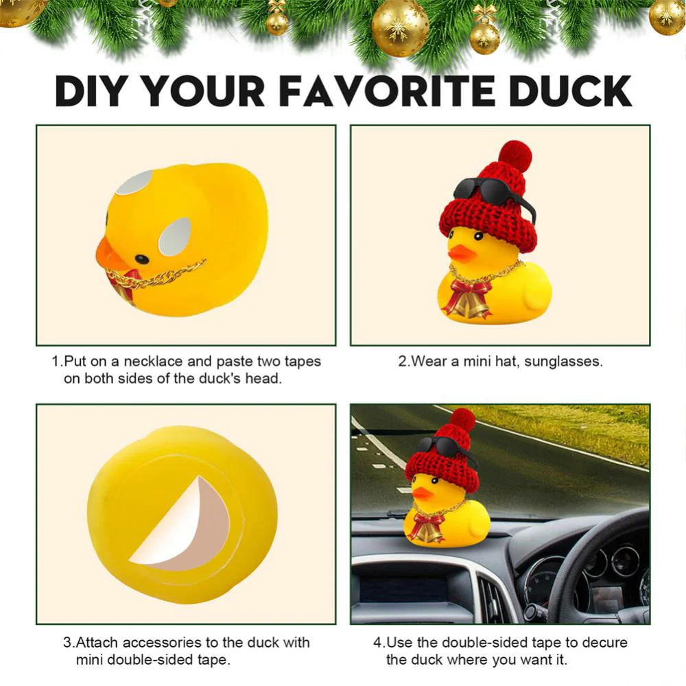 Auto Interior Dashboard Car Dashboard Decorative Cute Cool Christmas Automobile Rubber Duck Easy To Install Car Decoration Items - Image 3