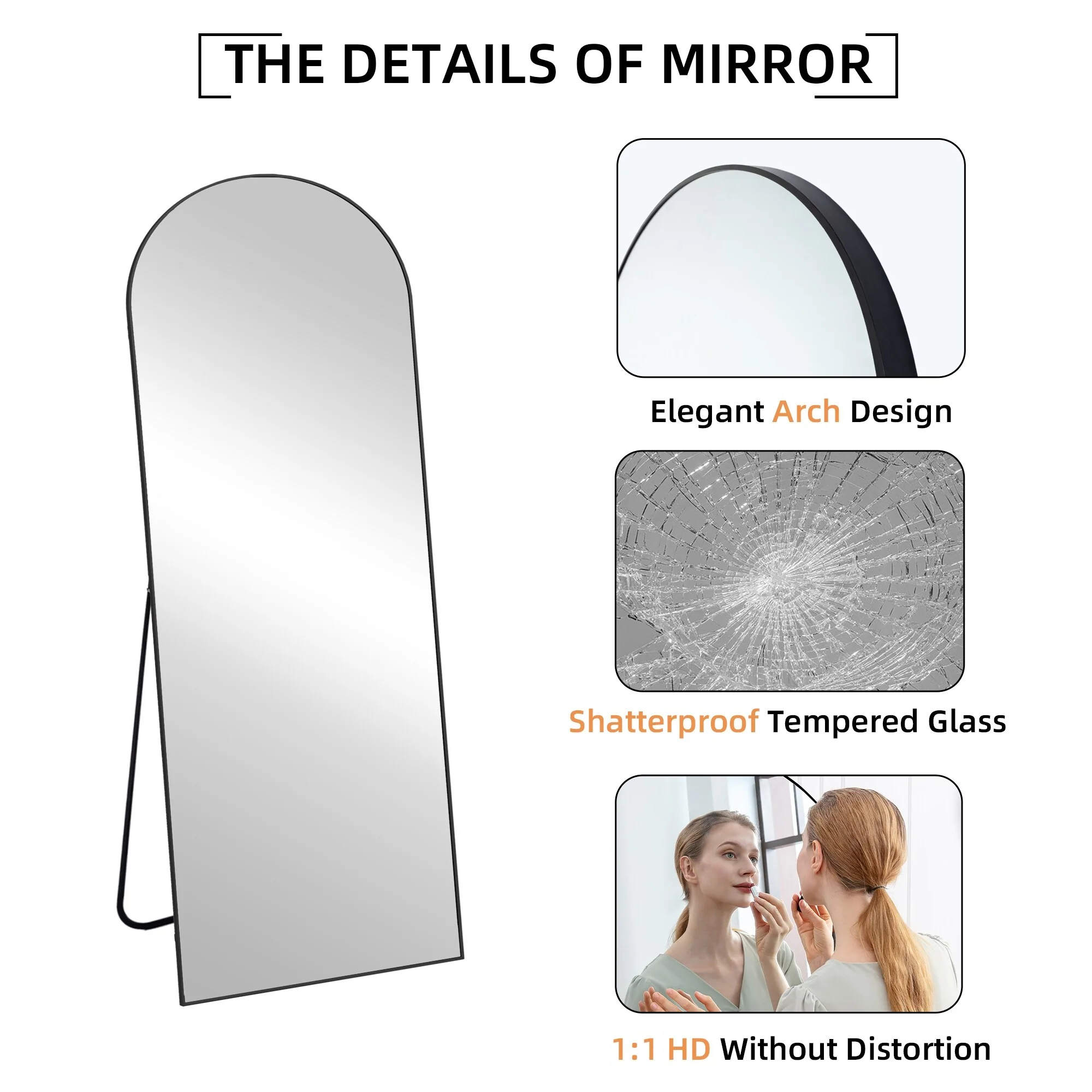64x21 Full Length Floor Mirror, Large Full Body Aluminum Alloy Frame Standing Mirror with Stand and Wall Mount Option - Image 43