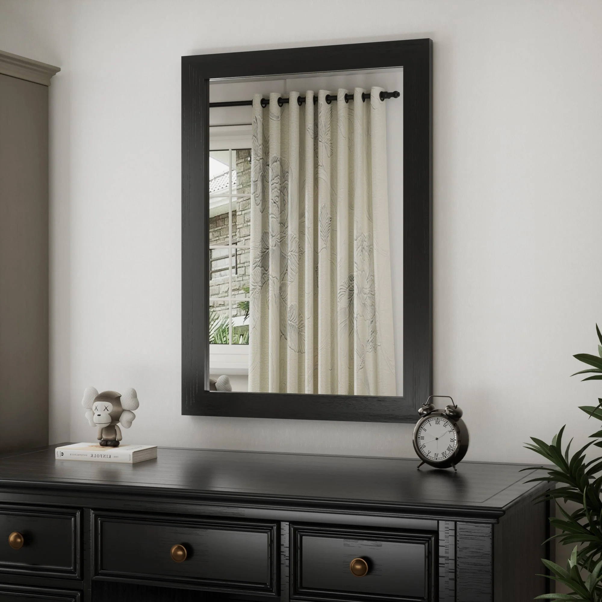 Modern Rectangular Wall Mirror with Wood Frame, Bathroom and Barn Door Mirror, Multiple Sizes - Image 31