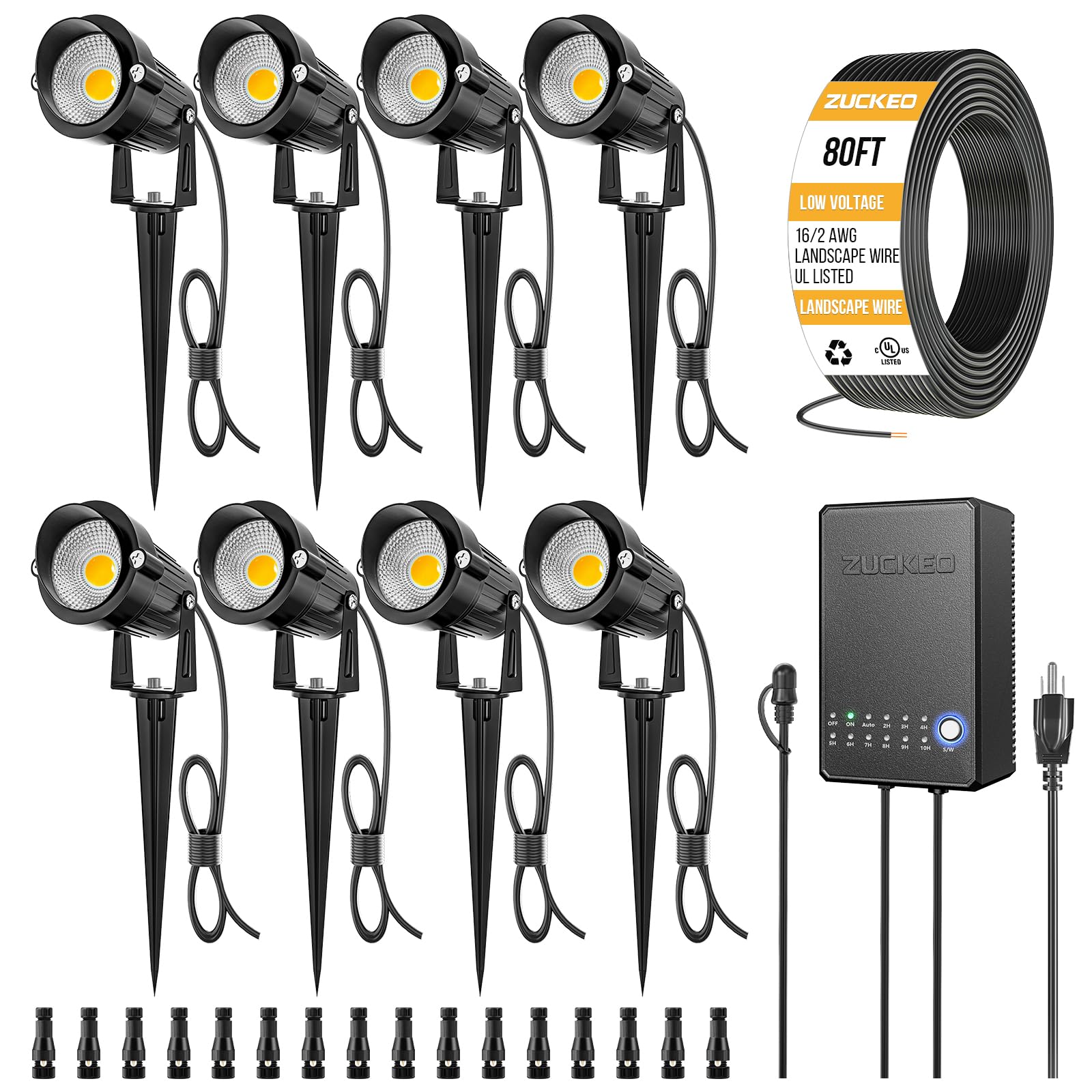8 Pack 5W LED Landscape Lighting Kit, 3000K Warm White Low Voltage Outdoor Garden Pathway Lights