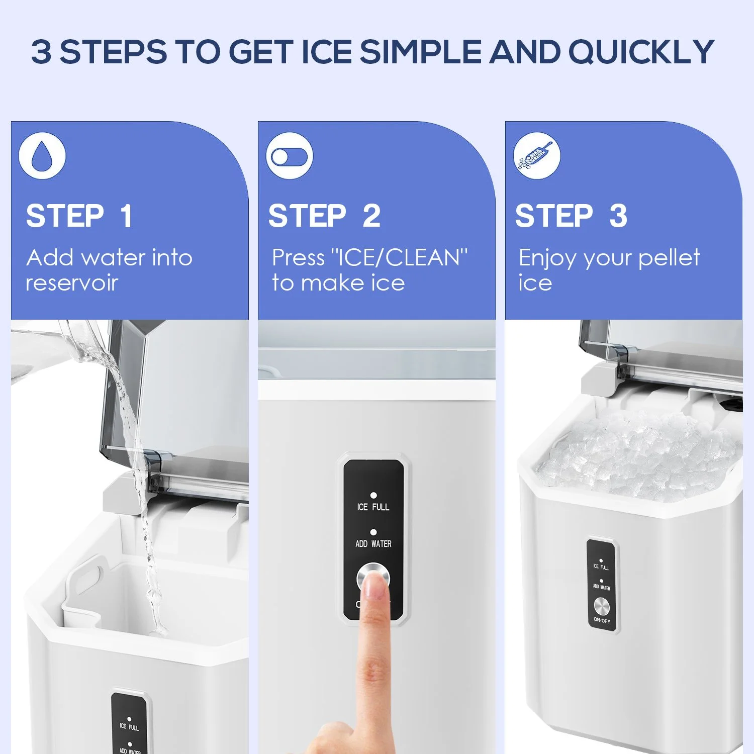 LHRIVER Countertop Nugget Ice Maker, 35Lbs/24H, Soft Chewable Ice, Ice Scoop, Self-Cleaning, White - Image 7