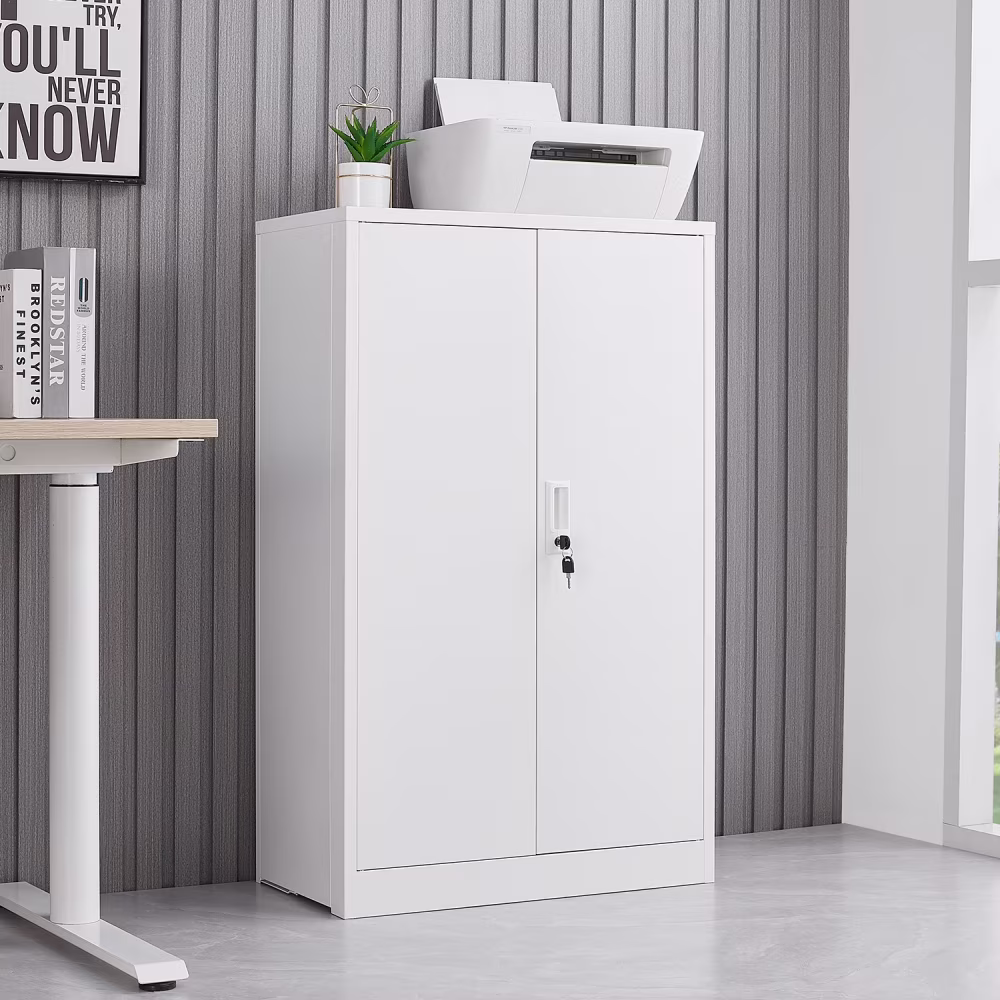 JINS AND VICO Metal Storage Cabinet Lockable, Steel White