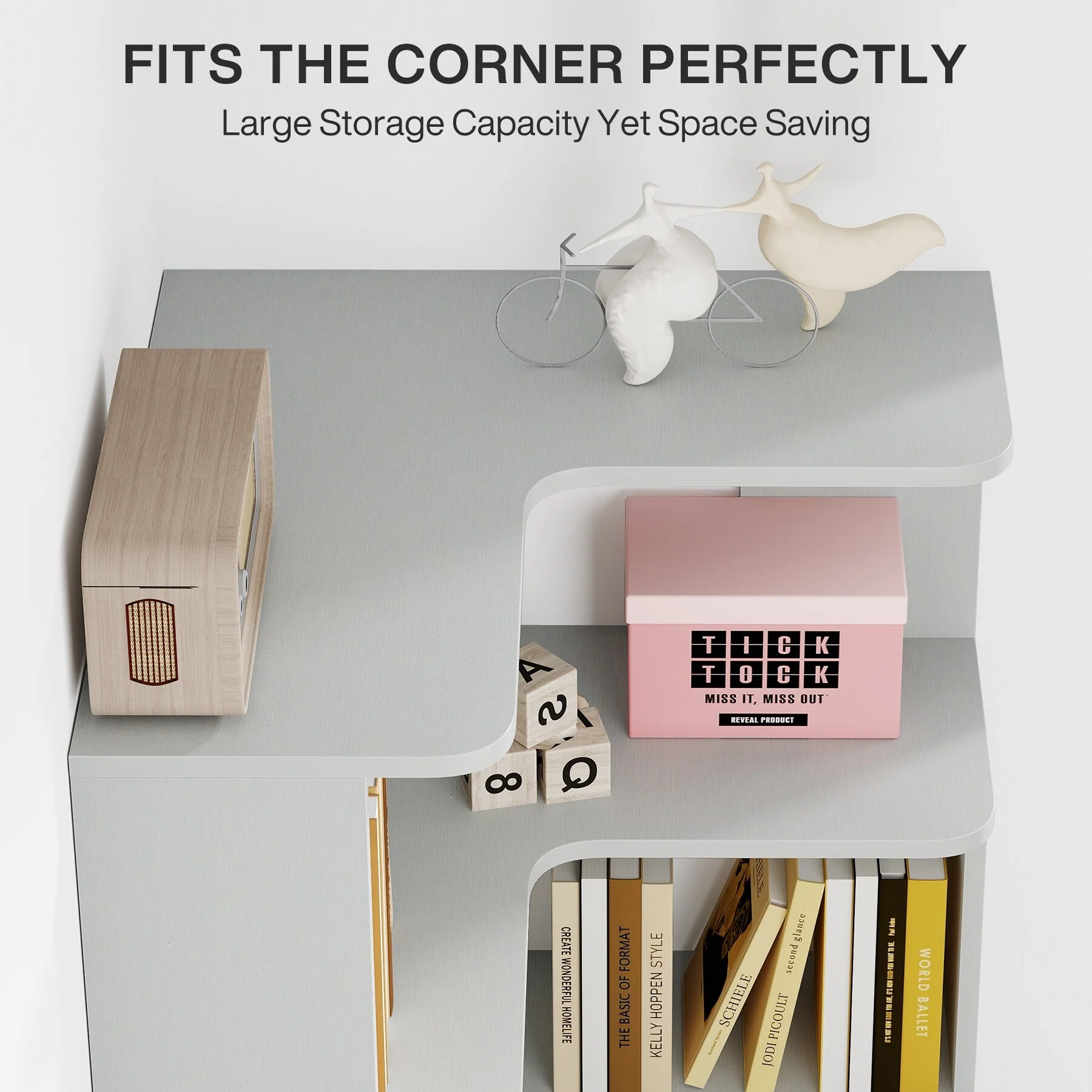 64.9 Inch Tall 6-Tier Corner Bookshelf, Freestanding Wood Industrial Bookcase - Image 31