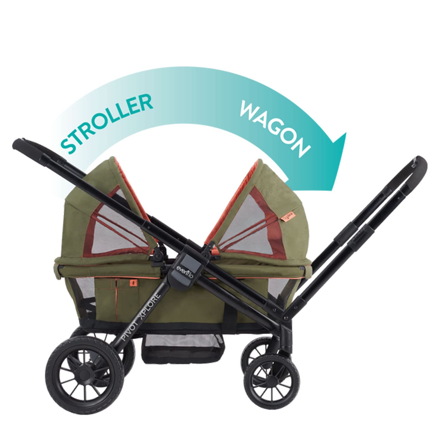 2-in-1 All-Terrain Baby Stroller Wagon with Canopy and Storage - Gray - Image 37