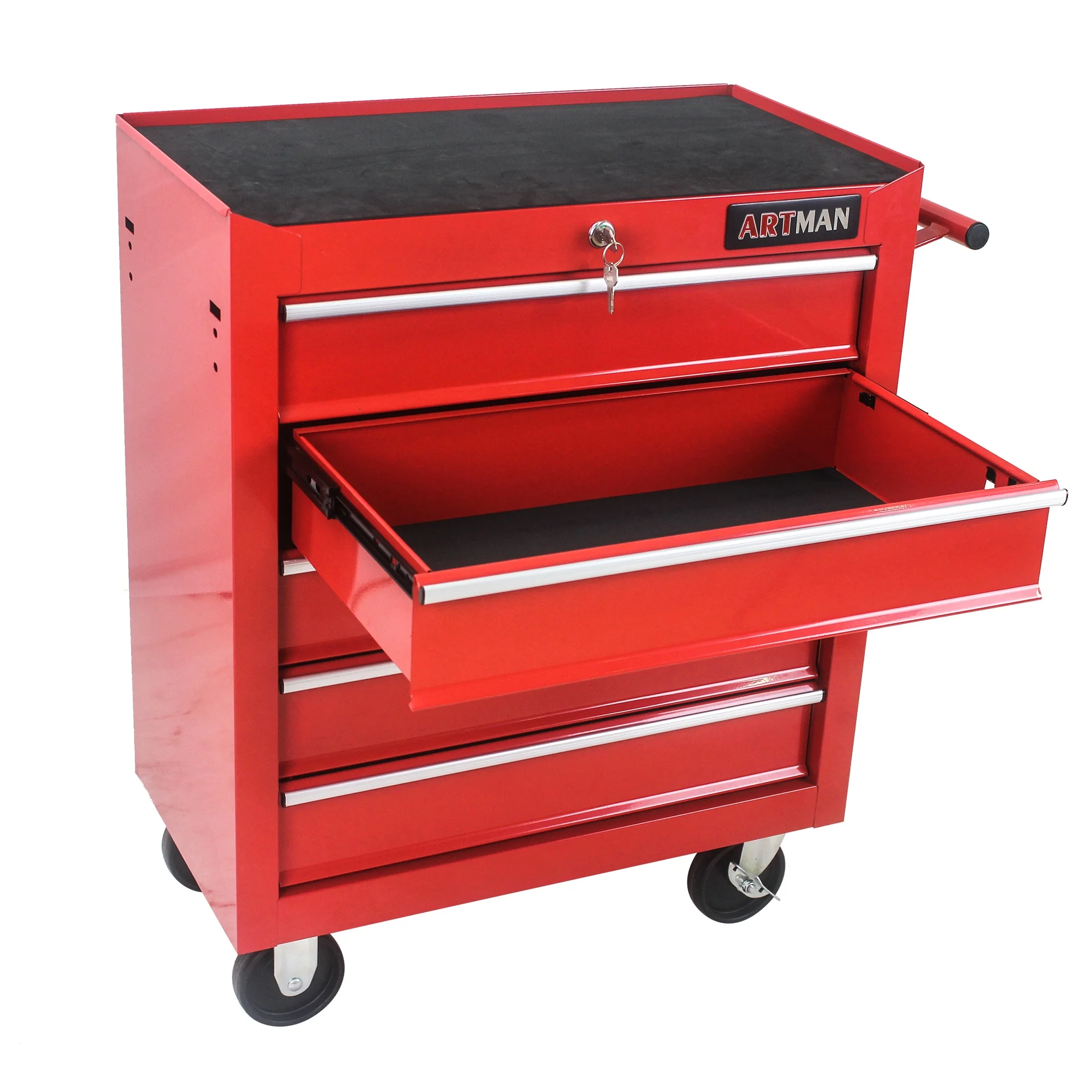 5-Drawer Rolling Tool Chest on Wheels, 24-inch Tool Storage Cabinet with Locking System for Garage Workshop Warehouse Repair Shop, Red - Image 10