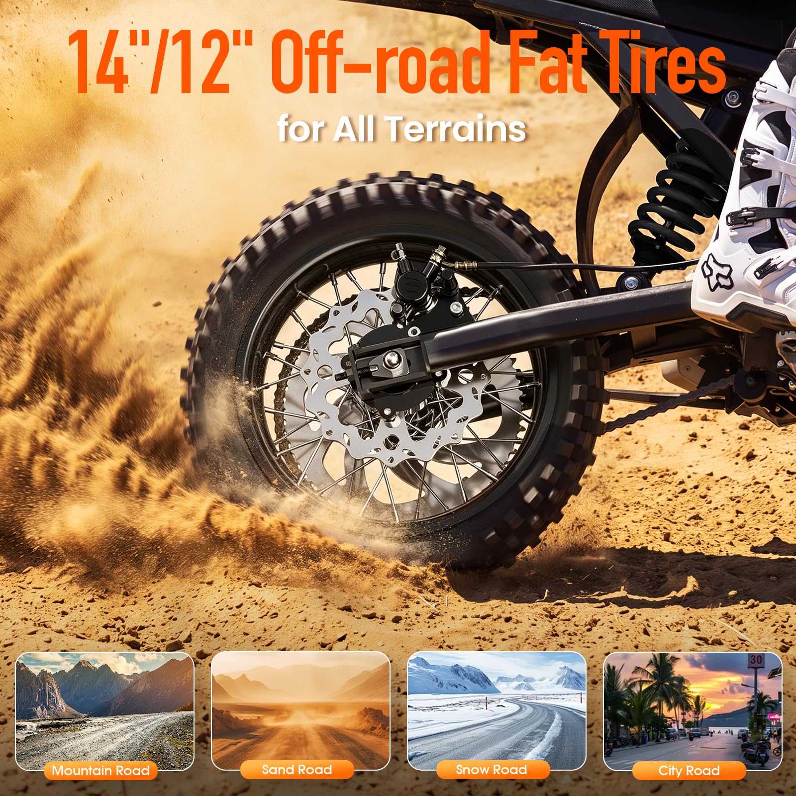 Electric Dirt Bike for Adults/Teens, 60V 55 Miles Range 3000W 37MPH - Image 7