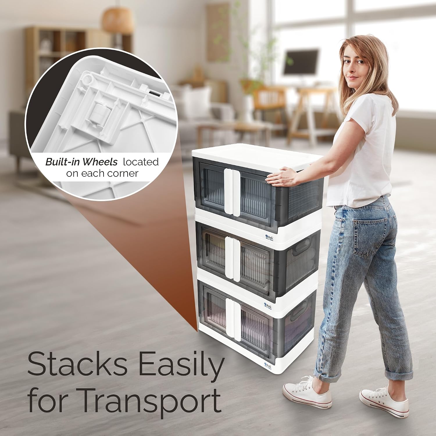 Collapsible Storage Bins 8.4 Gal (4 Pack) | Stackable Bins with Lids - Image 5