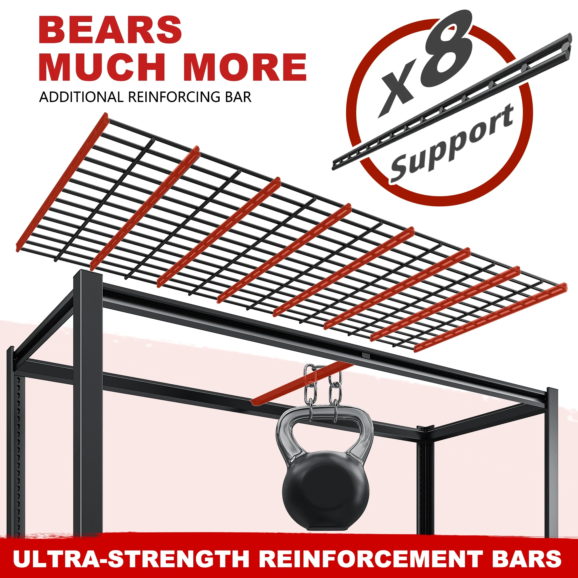 REIBII 55" W Wire Shelving Garage Shelves Heavy Duty 3000lbs Adjustable 5-Tier Storage Rack - Image 11