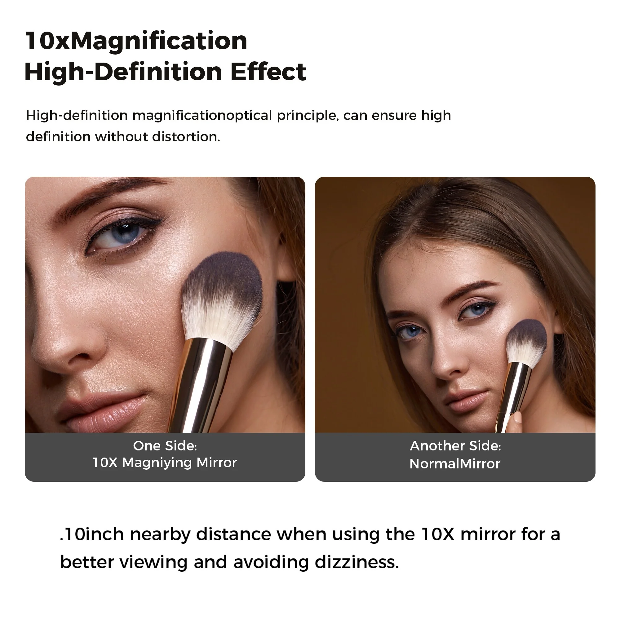8 Inch Round Wall Mounted Makeup Mirror, Rechargeable, 1X/10X Magnification, 3-Color LED Lights - Image 13