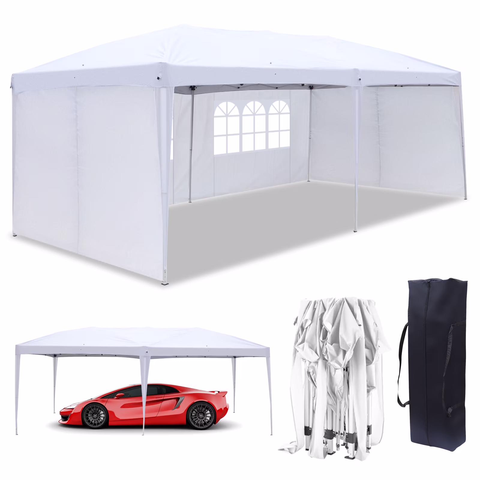 UBesGoo Ez Pop Up Patio Canopy Tent Gazebo Outdoor Party with 6 Sidewalls 10 x 20 ft Blue - Image 11