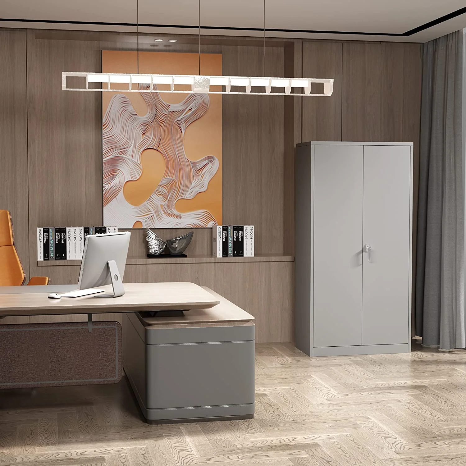 Aobabo 72 Inch Locking Storage Cabinet w/ Adjustable Shelves, Gray - Image 6