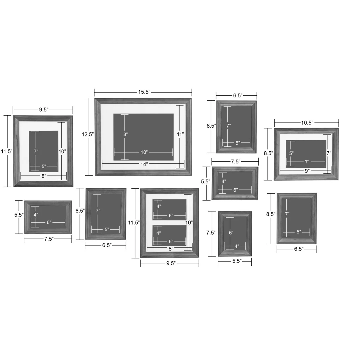 10-Piece Wood Gallery Wall Picture Frame Set, Decorative Photo Display Frames for Living Room, Bedroom and Home Decor - Image 55