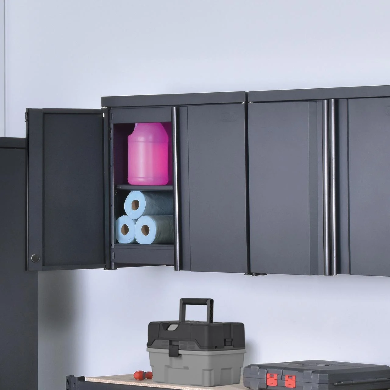 Edsal 28"W x 14"D x 26"H Garage Wall Mount Storage Cabinet, Black - Image 6