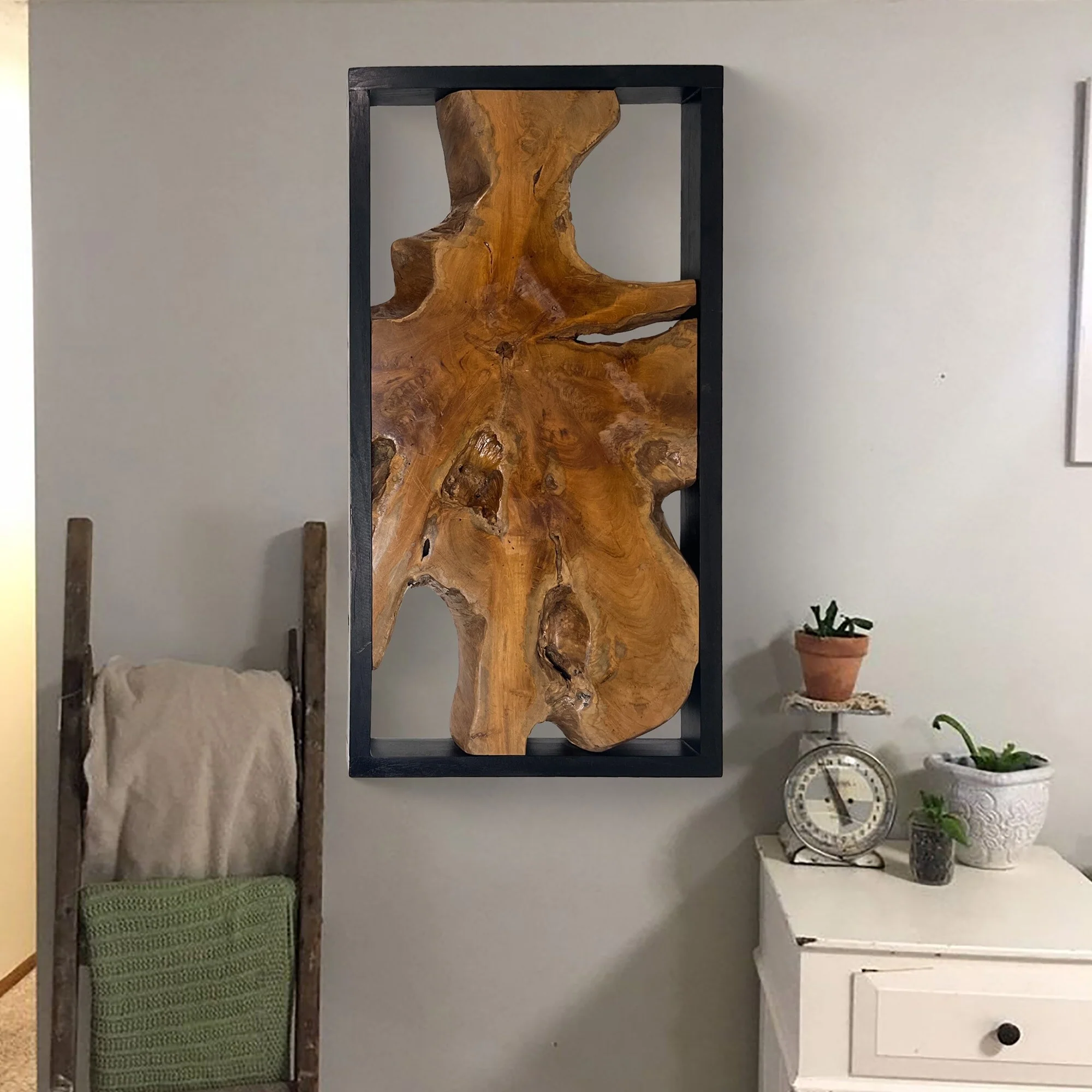 Abstract Live Edge Teak Wood Wall Sculpture, Natural Wooden Wall Art Decor for Living Room and Home Decoration - Image 12