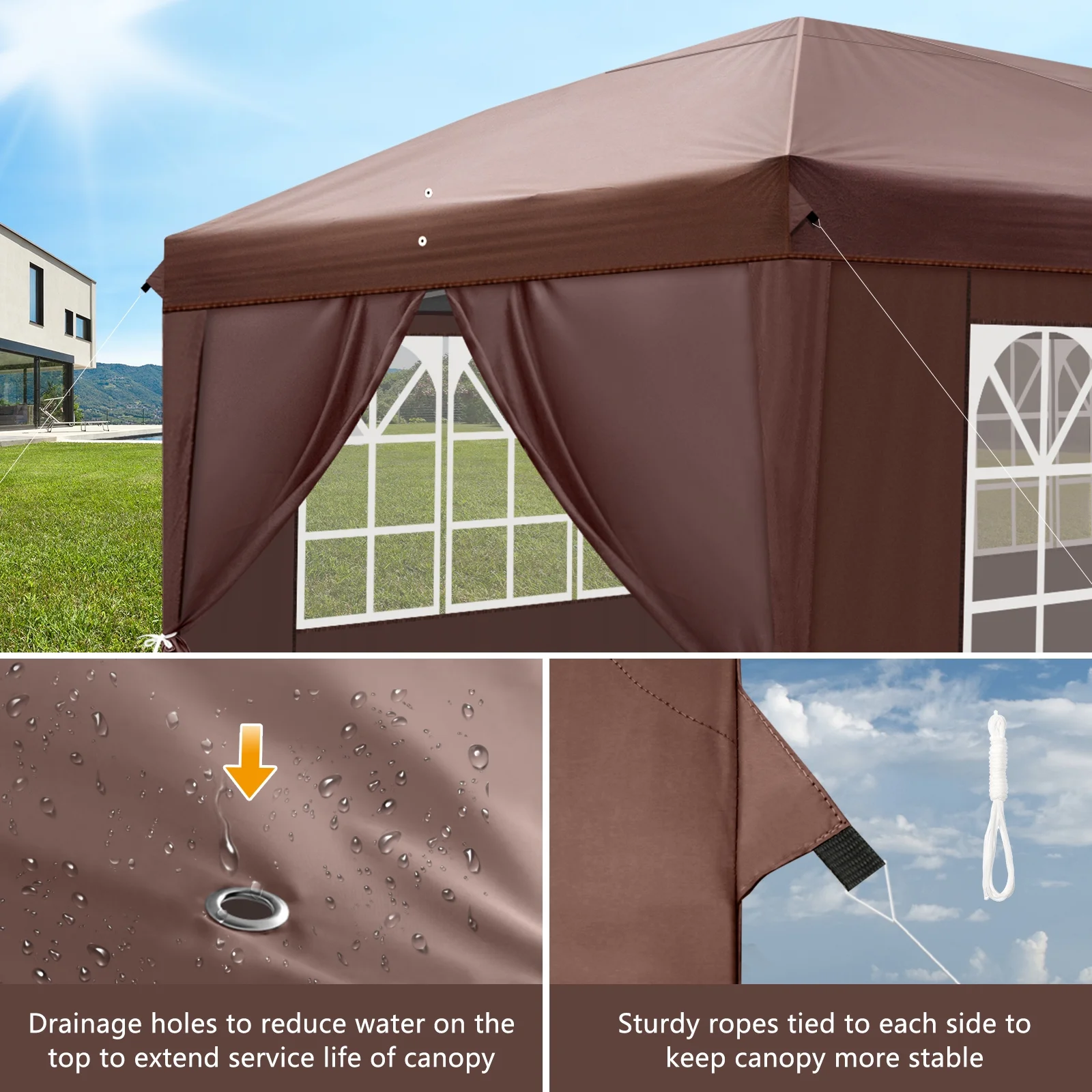 UBesGoo Ez Pop Up Patio Canopy Tent Gazebo Outdoor Party with 6 Sidewalls 10 x 20 ft Blue - Image 63