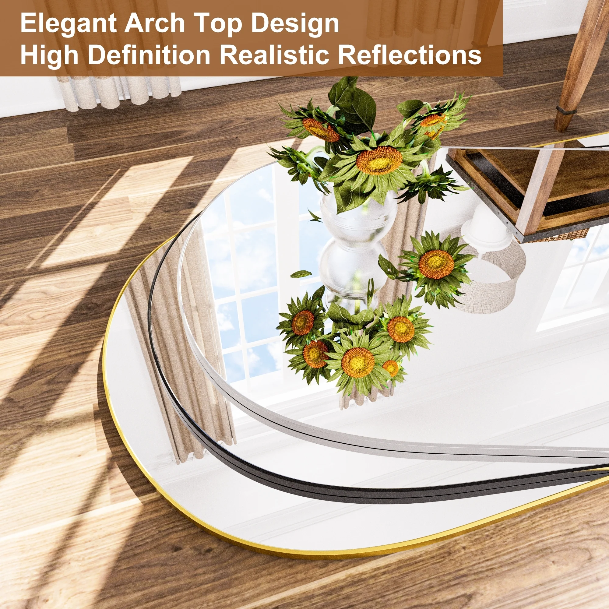 Modern Arched Full Length Floor Mirror, Aluminum Alloy Frame Standing Full Body Mirror - Image 19
