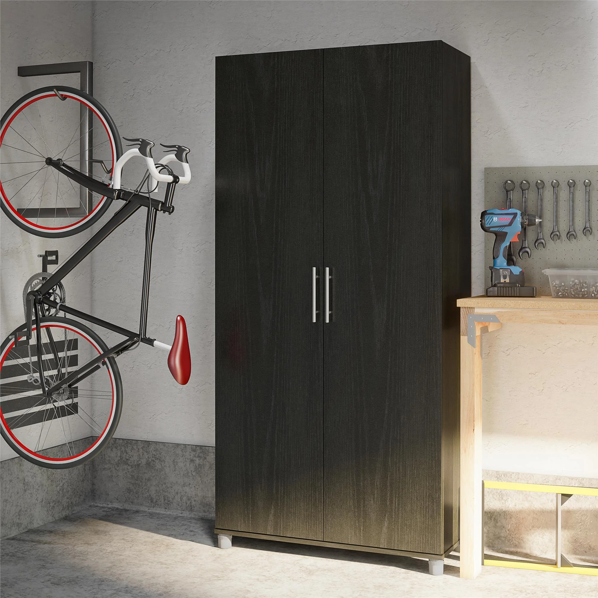 Camberly 36" Utility Storage Cabinet, Black Oak - Image 2