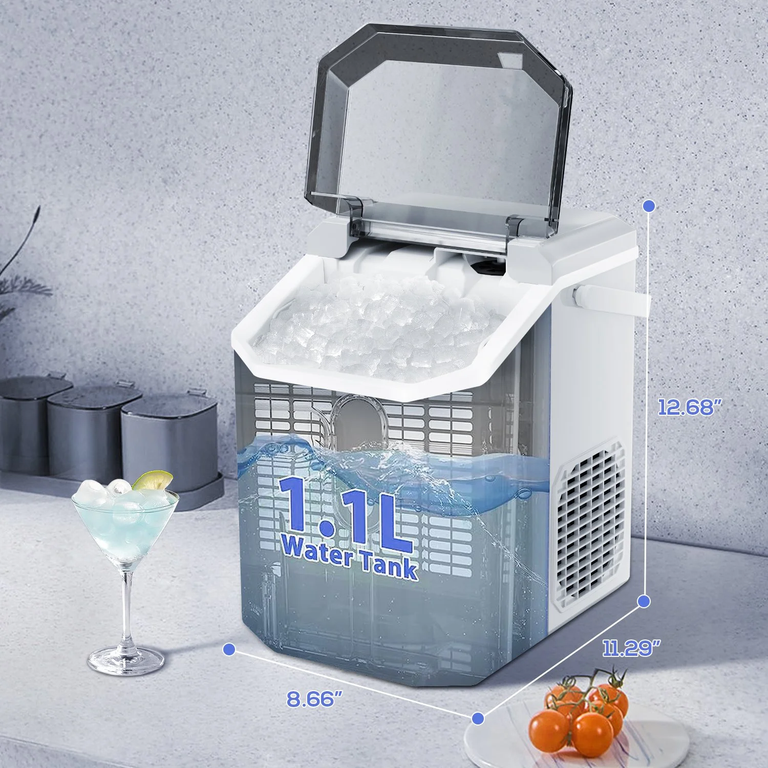 LHRIVER Countertop Nugget Ice Maker, 35Lbs/24H, Soft Chewable Ice, Ice Scoop, Self-Cleaning, White - Image 6