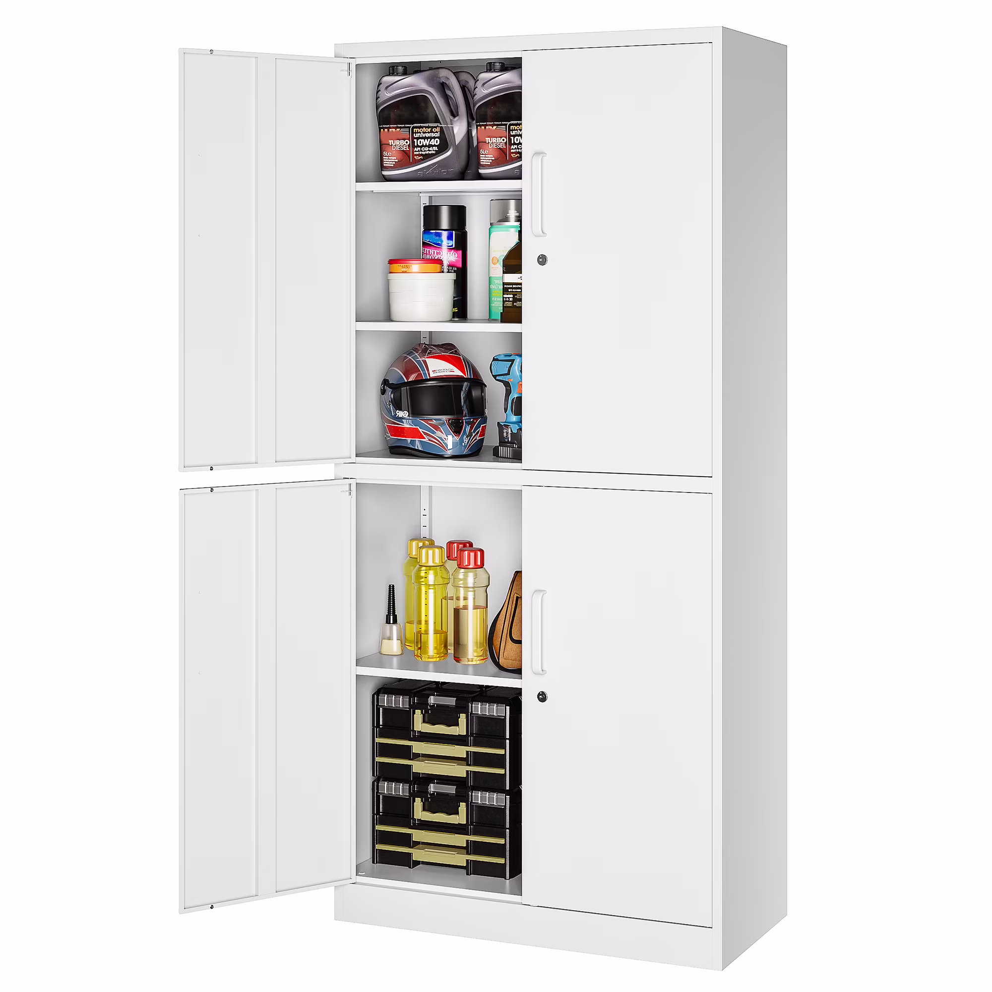 AUHUP 73" Rolling Garage Storage Cabinets with 3 Adjustable Shelves, Metal Storage Cabinet with Wheels, Black Gray Tool Cabinet for Garage,Home,Warehouse,Workshop - Image 9