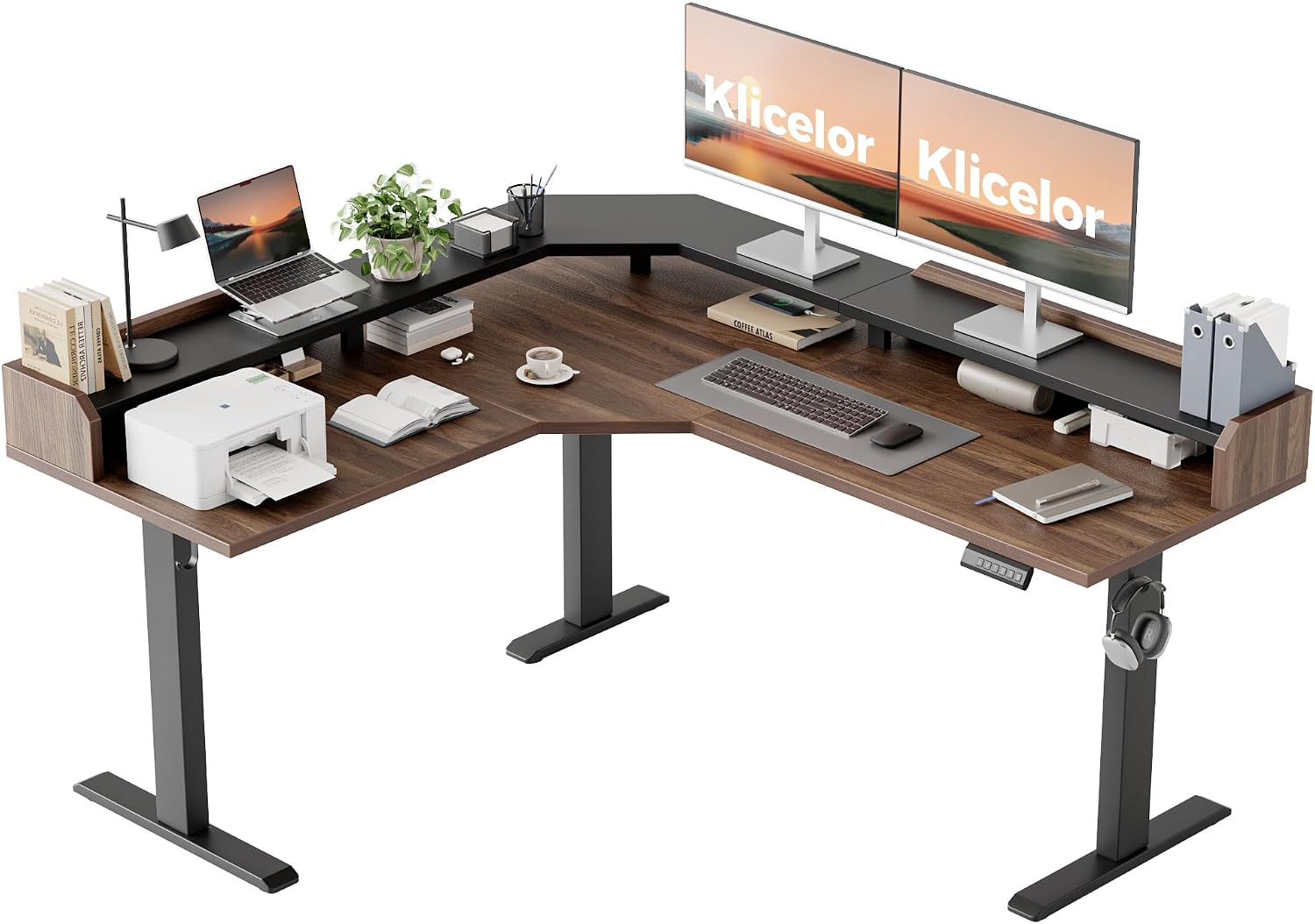 L Shaped Standing Desk 63 x 48 Inch, Electric Height Adjustable Corner Desk for Home Office Workstation, Ergonomic Sit to Stand Computer Table with Memory Controller, Rustic Brown - Image 43