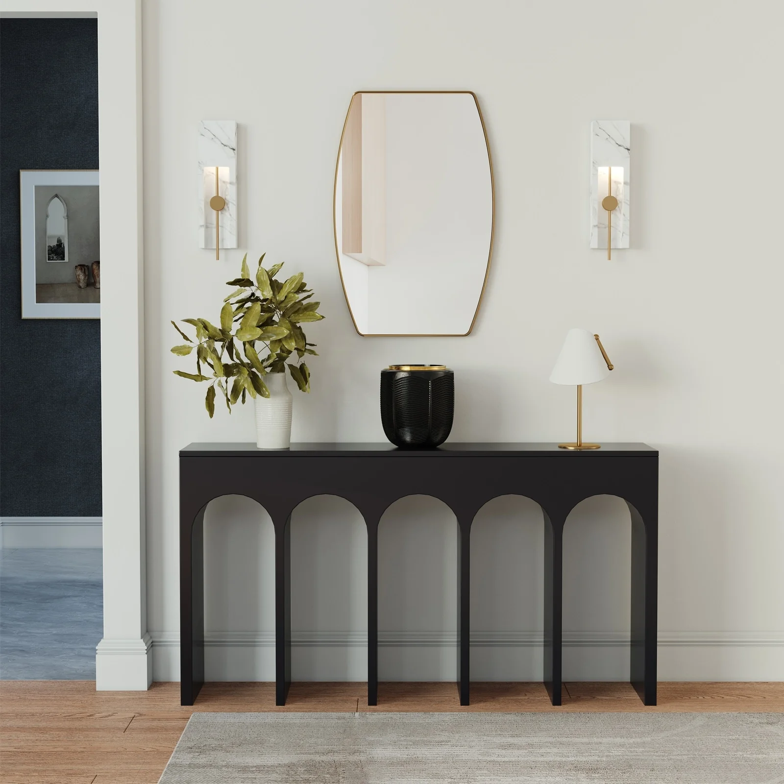 Modern Oblong Metal Wall Mirror, Decorative Elongated Hanging Mirror for Living Room, Bedroom and Entryway - Image 9