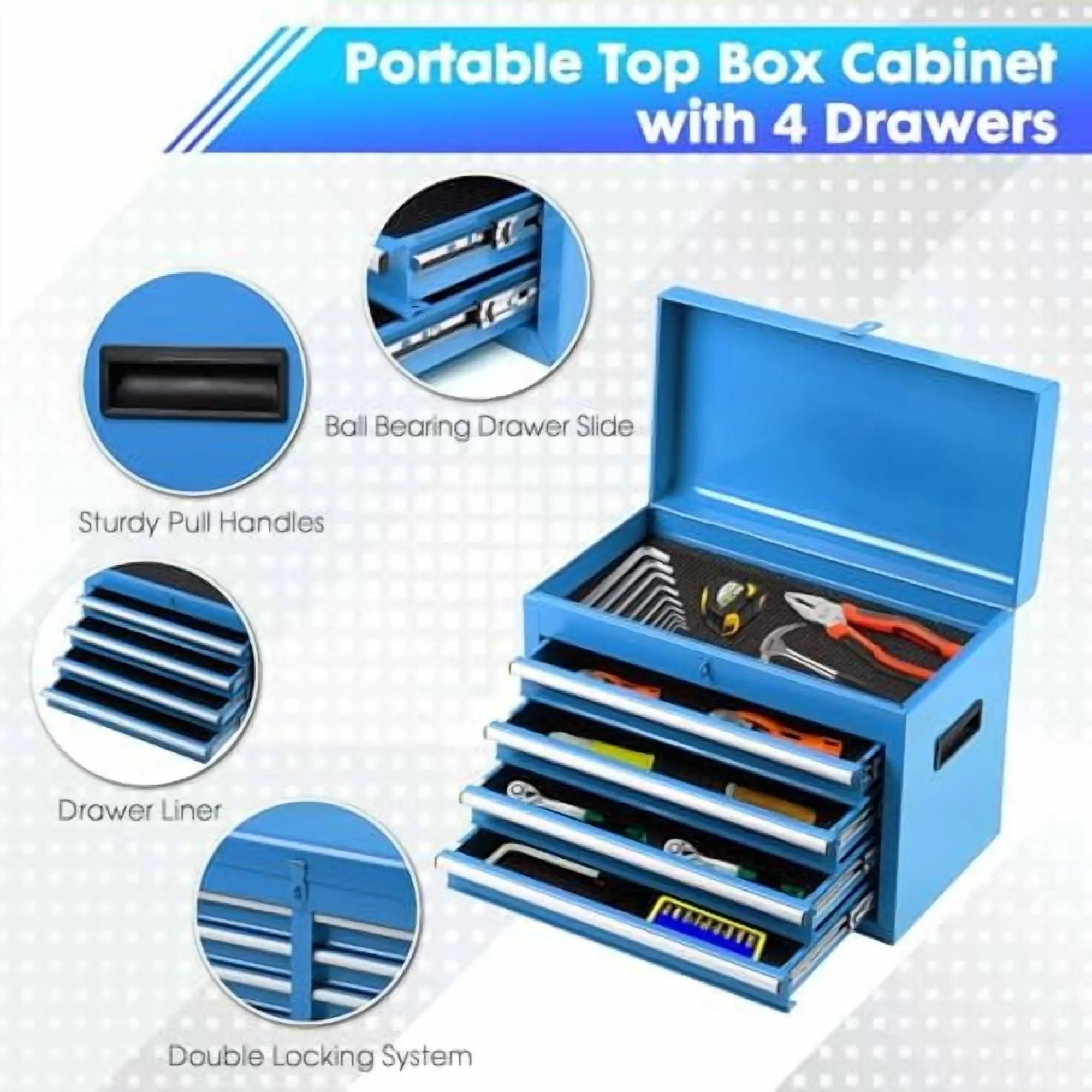 5-Drawer Rolling Tool Chest -C 2-in-1 Lockable Tool Box with Wheels, Sliding Drawers & Detachable Top -C Garage & Workshop Storage Cabinet, Green - Image 13