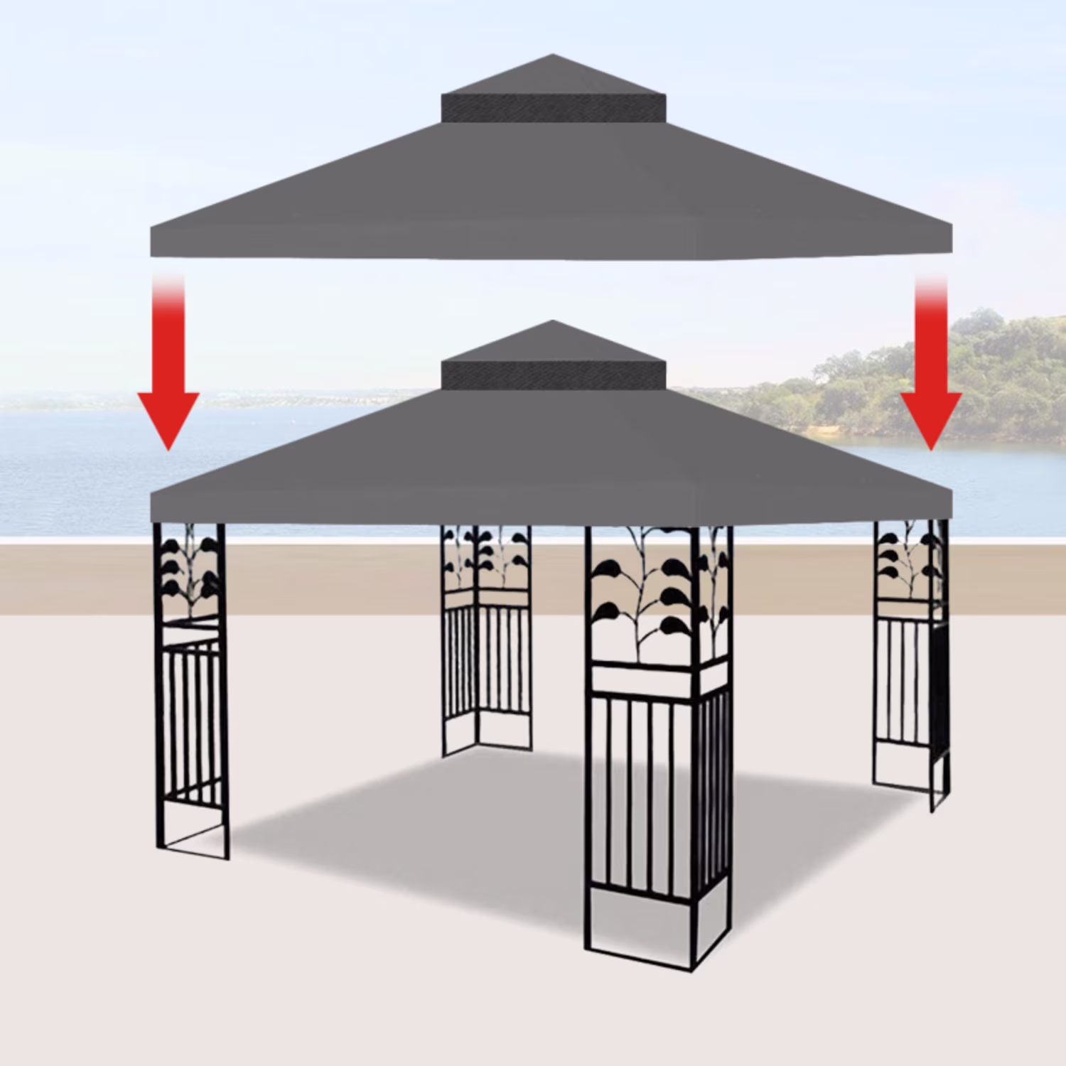 10x10 Ft Outdoor Patio Gazebo Replacement Canopy Double Tiered Gazebo Tent Roof Top Cover Only Frame Not Include Durable Replacement For Outdoor Shade Needs