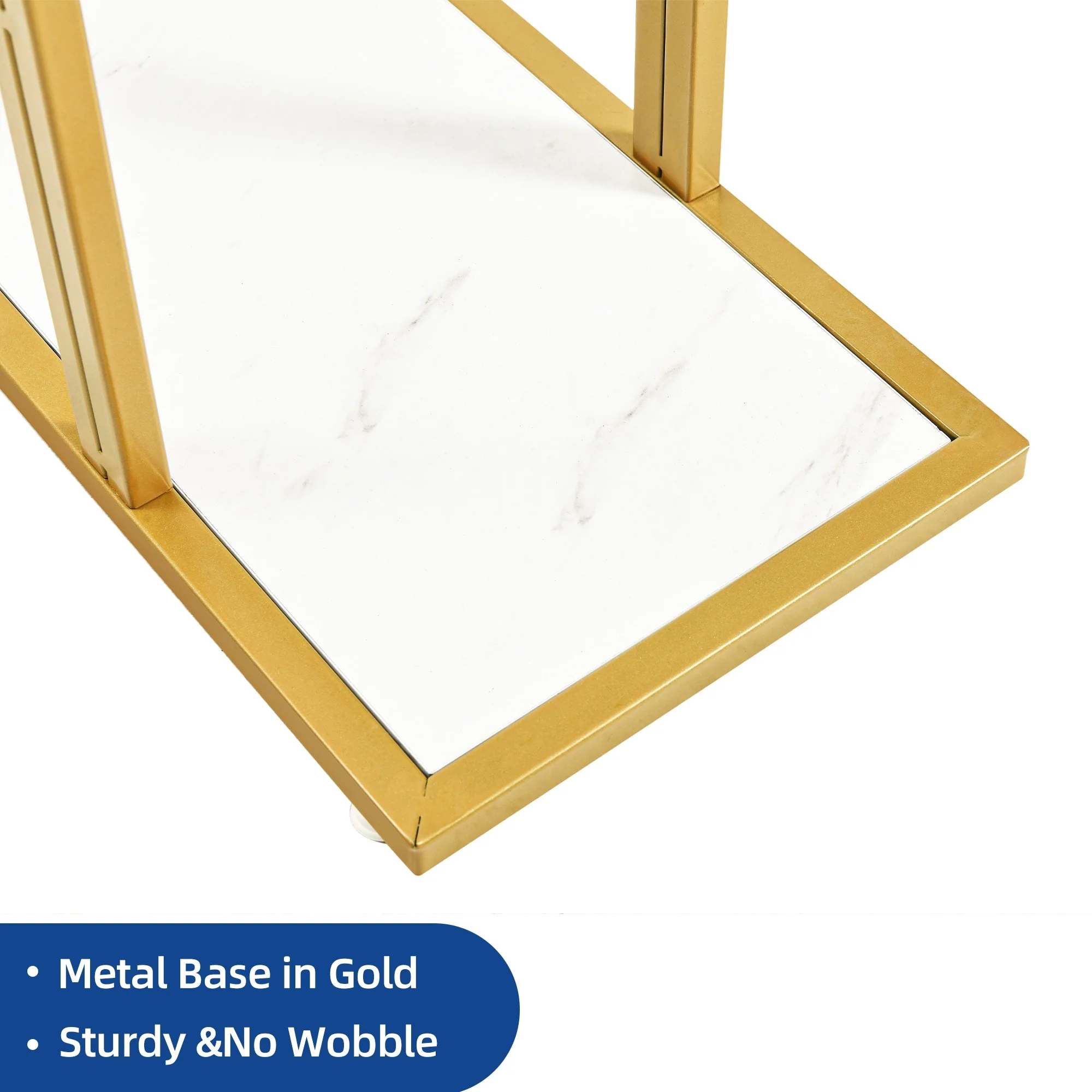 Modern Gold Console Table with Marbled Top, Sofa Table for Entryway and Hallway - Image 38