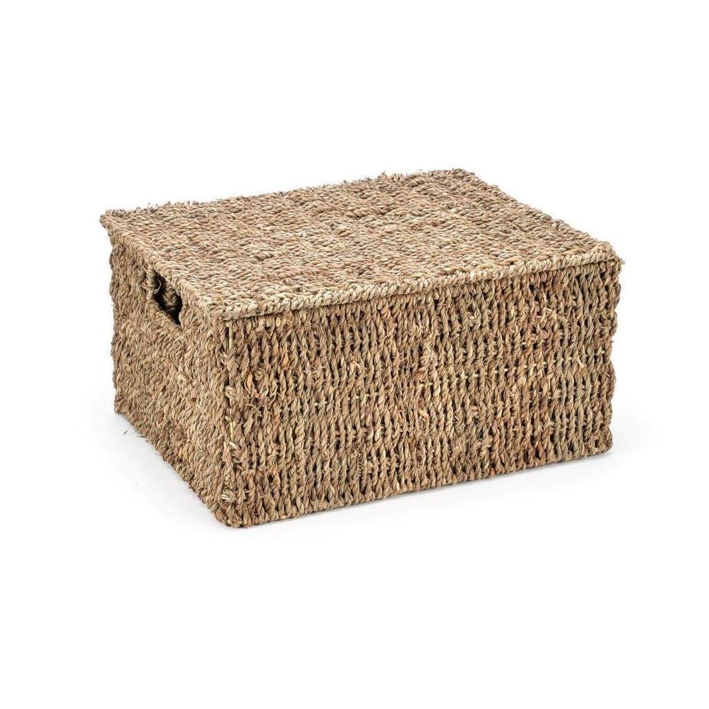 Set of 3 Small Rectangular Seagrass Baskets with Lids, Woven Storage Baskets - Image 10
