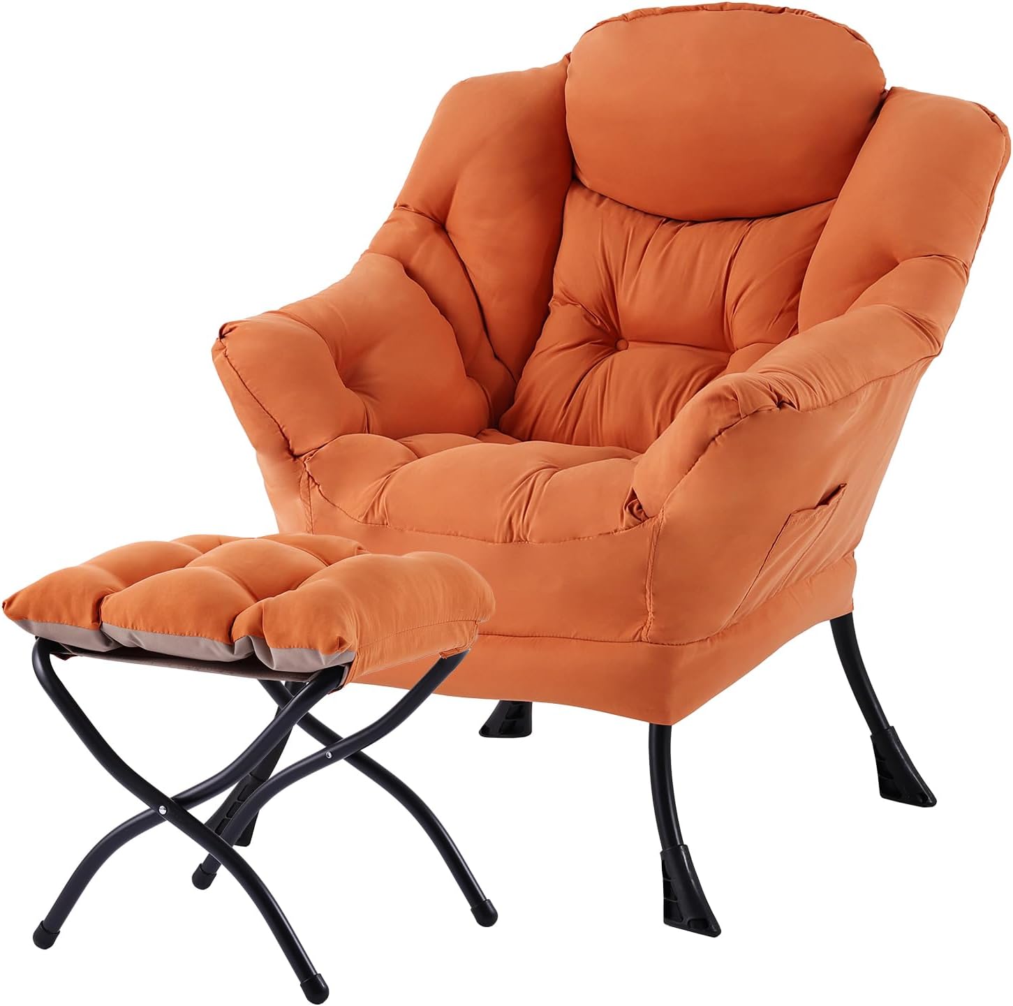 Lazy Chair with Ottoman, Reading Chair with Footrest, Dark Grey - Image 9