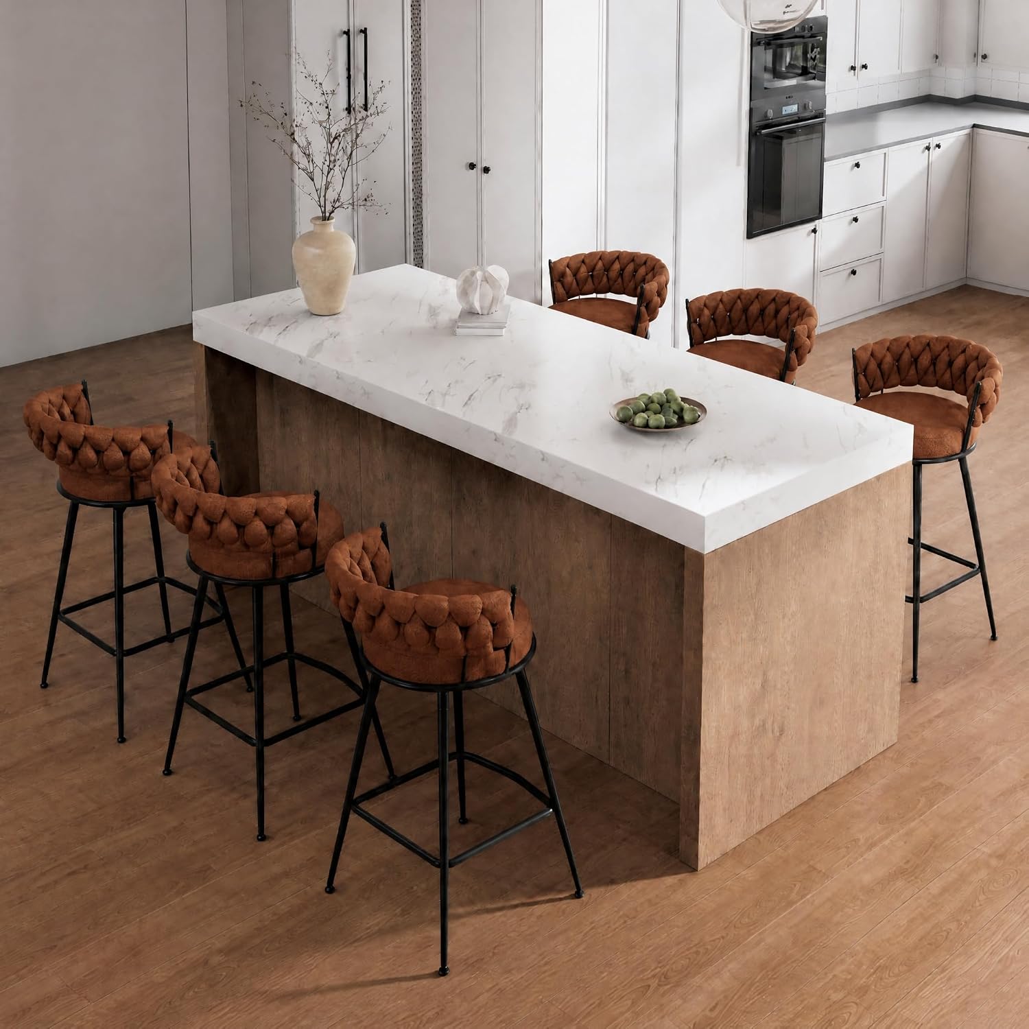 Bar Stools Set of 2 Upholstered Kitchen Counter Height Barstool Grey - Image 24