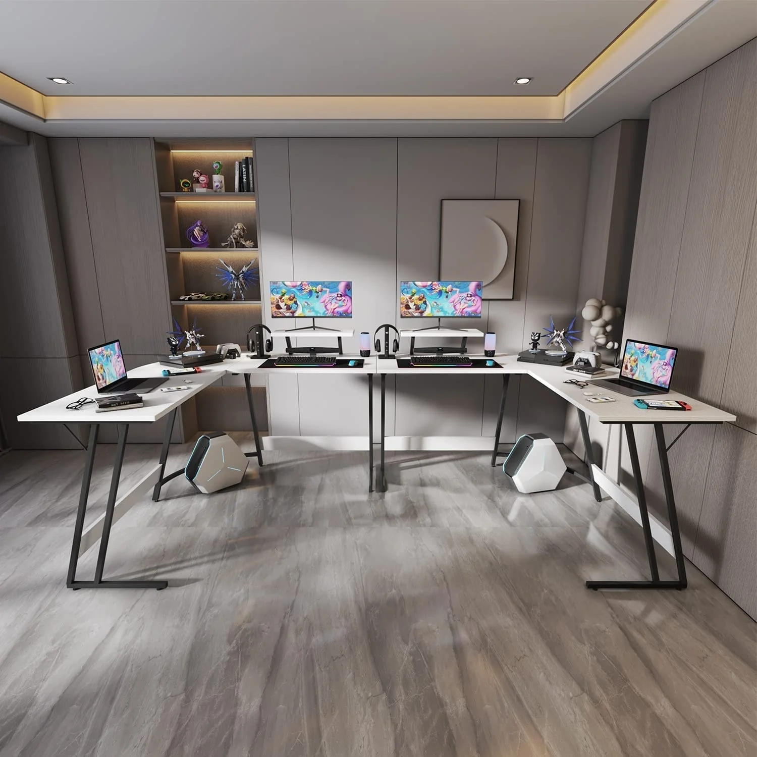 L Shaped Gaming Desk, Corner Computer PC Workstation for Gaming, Home Office and Study - Image 14