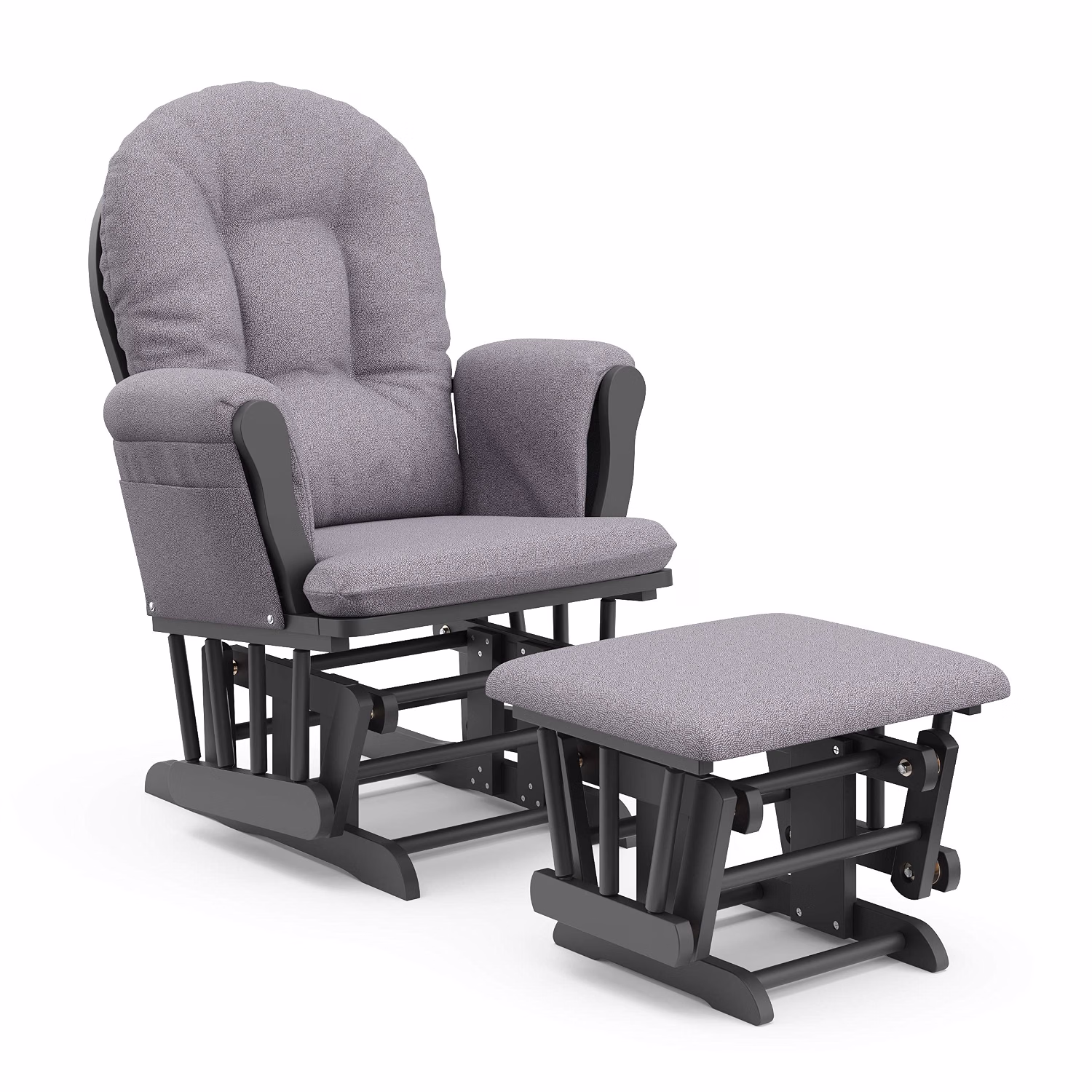 Premium Hoop Glider & Ottoman, Espresso/Gray - Image 6