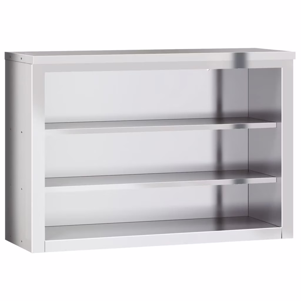 vidaXL Kitchen Wall Cabinet with Shelf Storage Restaurant Stainless Steel - Image 2