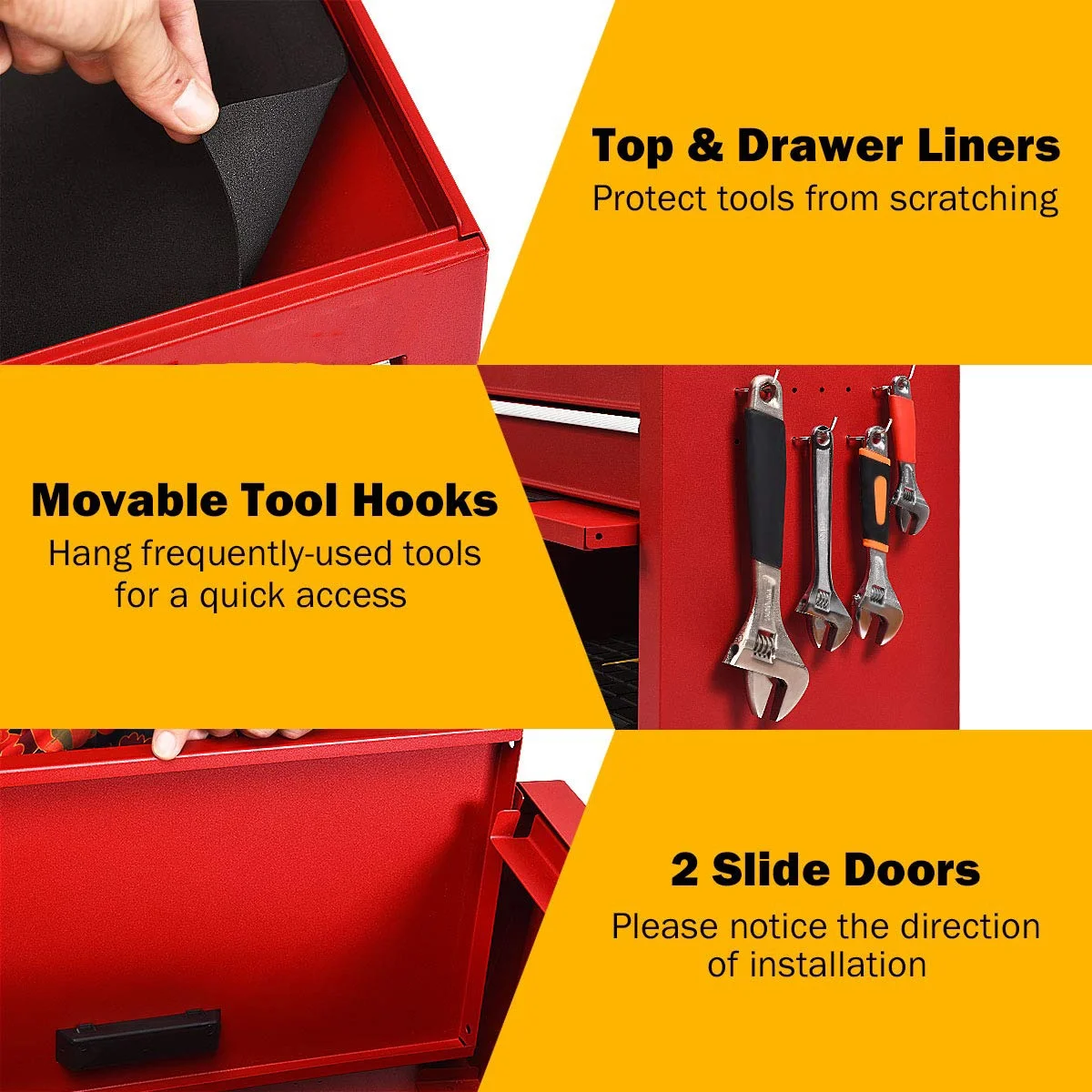 NIGSQJB 3-In-1 Tool Chest on Wheels with 6 Drawers, 52"H Tool Storage Cabinet with Auto Locking System,Detachable Top,Tool Box Organizer for Garage,Workshop,Repair Shop,DIY, Red - Image 8