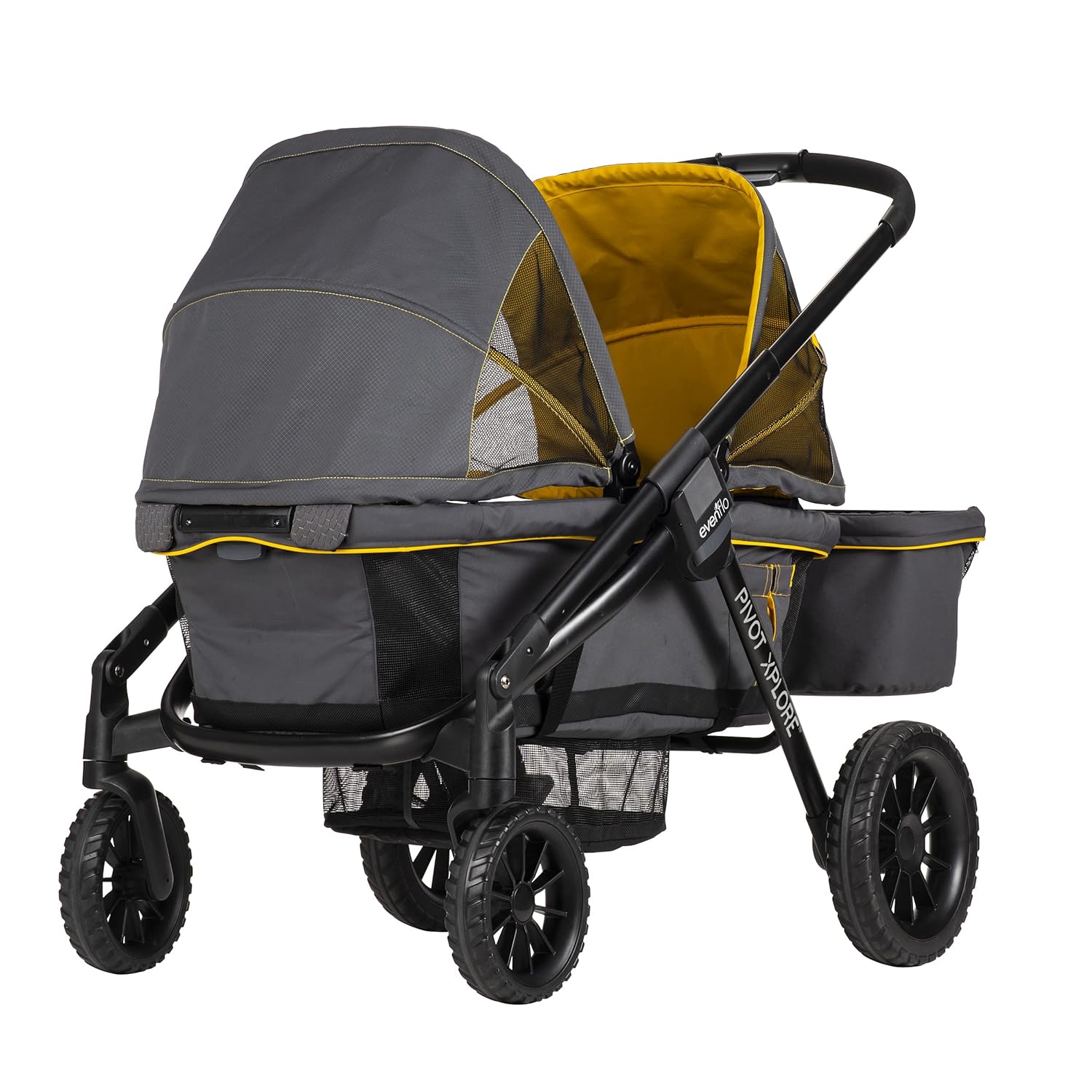 2-in-1 All-Terrain Baby Stroller Wagon with Canopy and Storage - Gray - Image 11