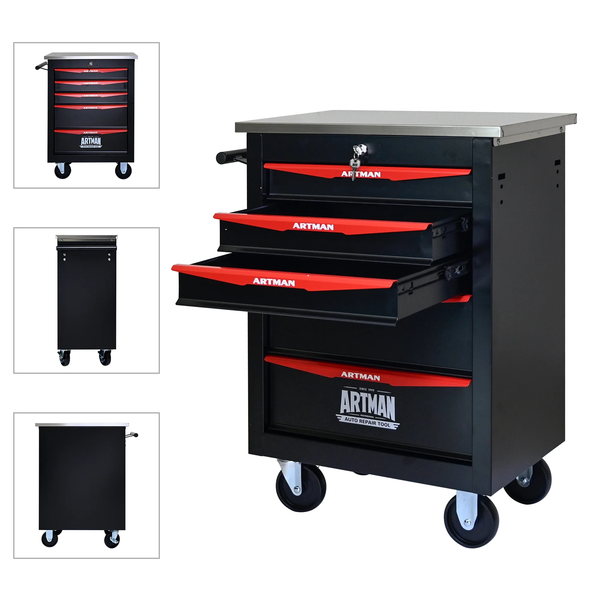 ARTMAN 6 Drawers Metal Rolling Storage Tool Chest Cabinet Cart with Wheels,with Key Locking and Parking Brake, Tool Box for Garage Workshop Warehouse - Image 19