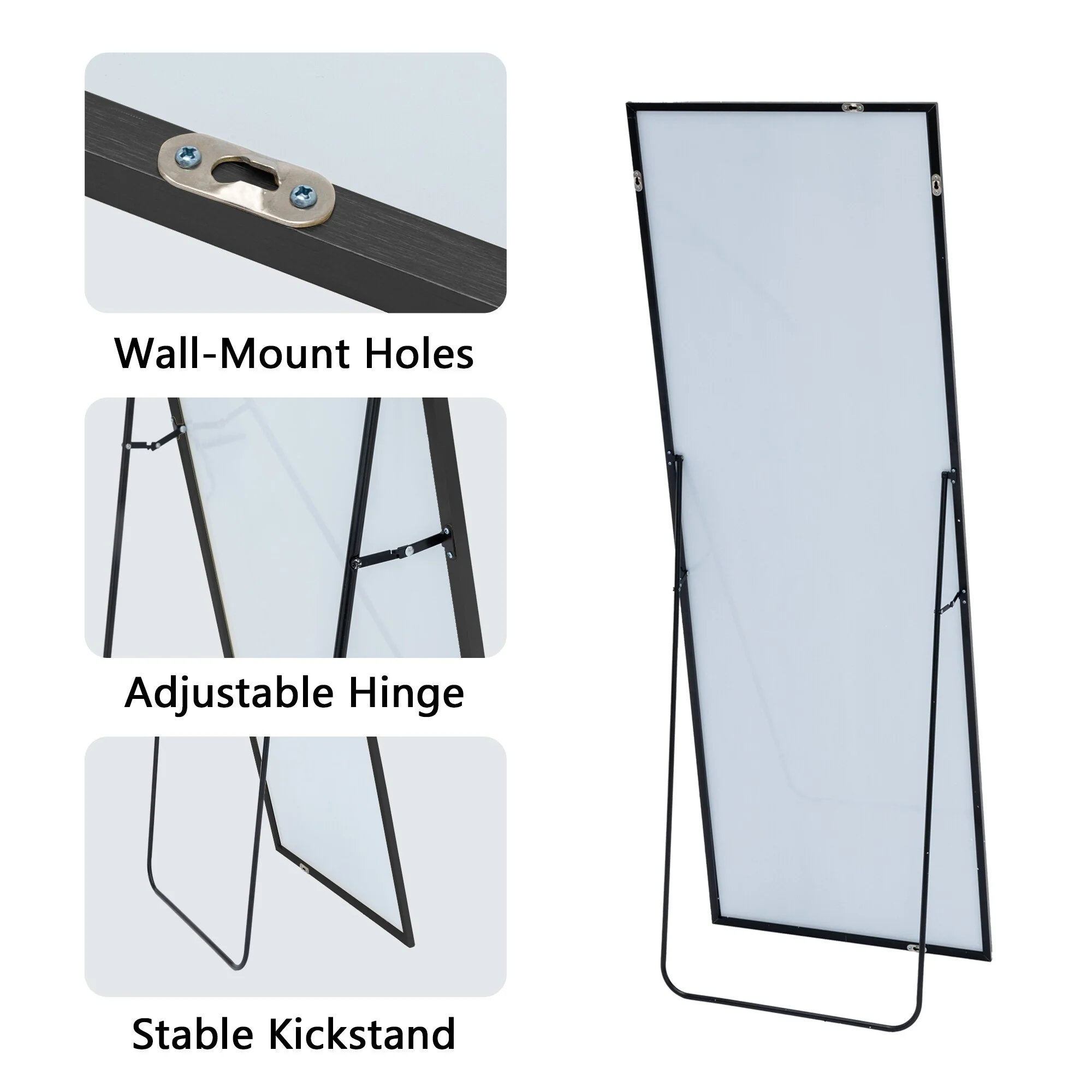 64x21 Full Length Floor Mirror, Large Full Body Aluminum Alloy Frame Standing Mirror with Stand and Wall Mount Option - Image 16