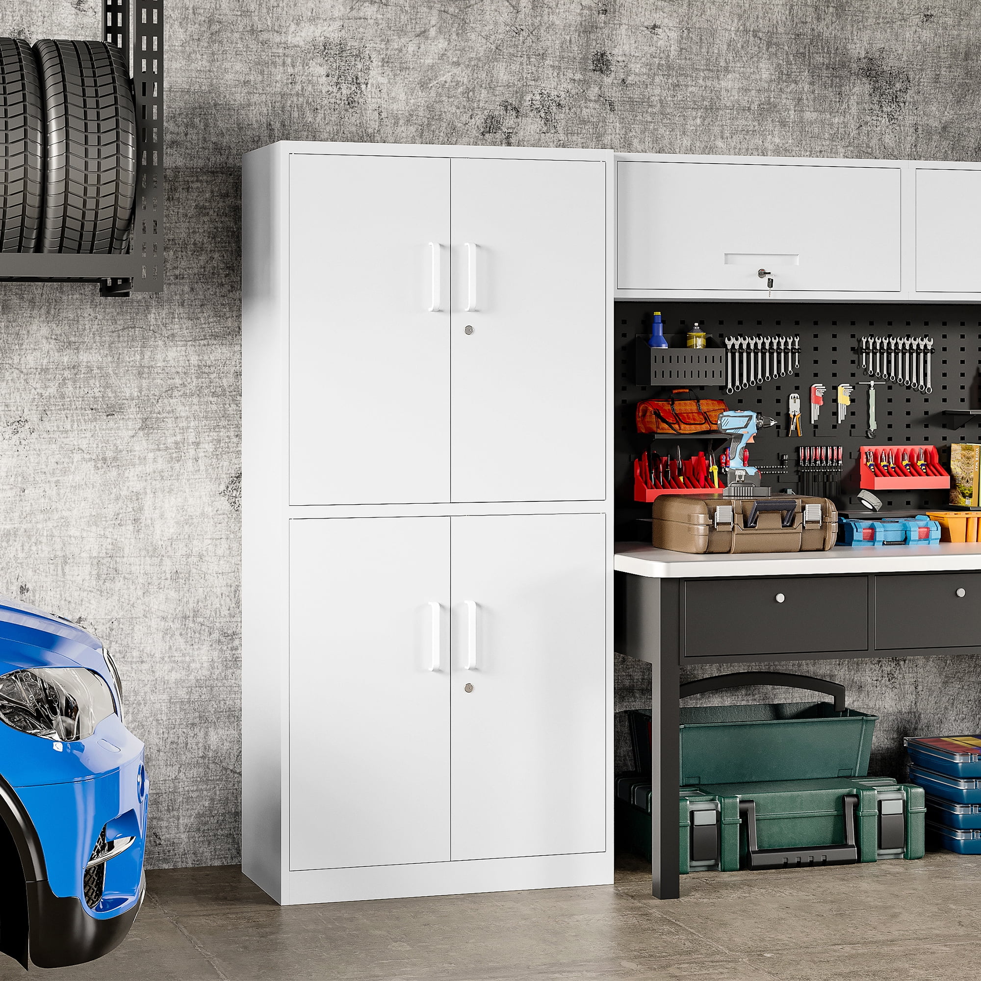 AUHUP 73" Rolling Garage Storage Cabinets with 3 Adjustable Shelves, Metal Storage Cabinet with Wheels, Black Gray Tool Cabinet for Garage,Home,Warehouse,Workshop - Image 30