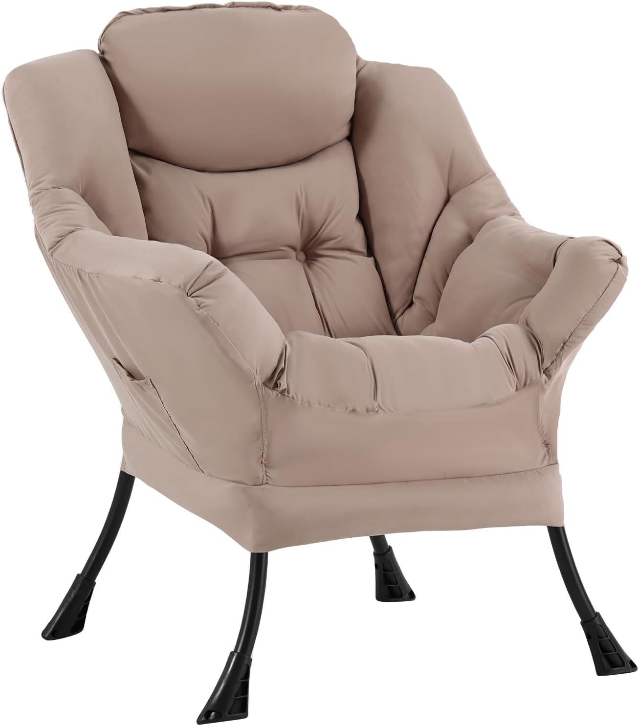 Lazy Chair with Ottoman, Reading Chair with Footrest, Dark Grey - Image 3