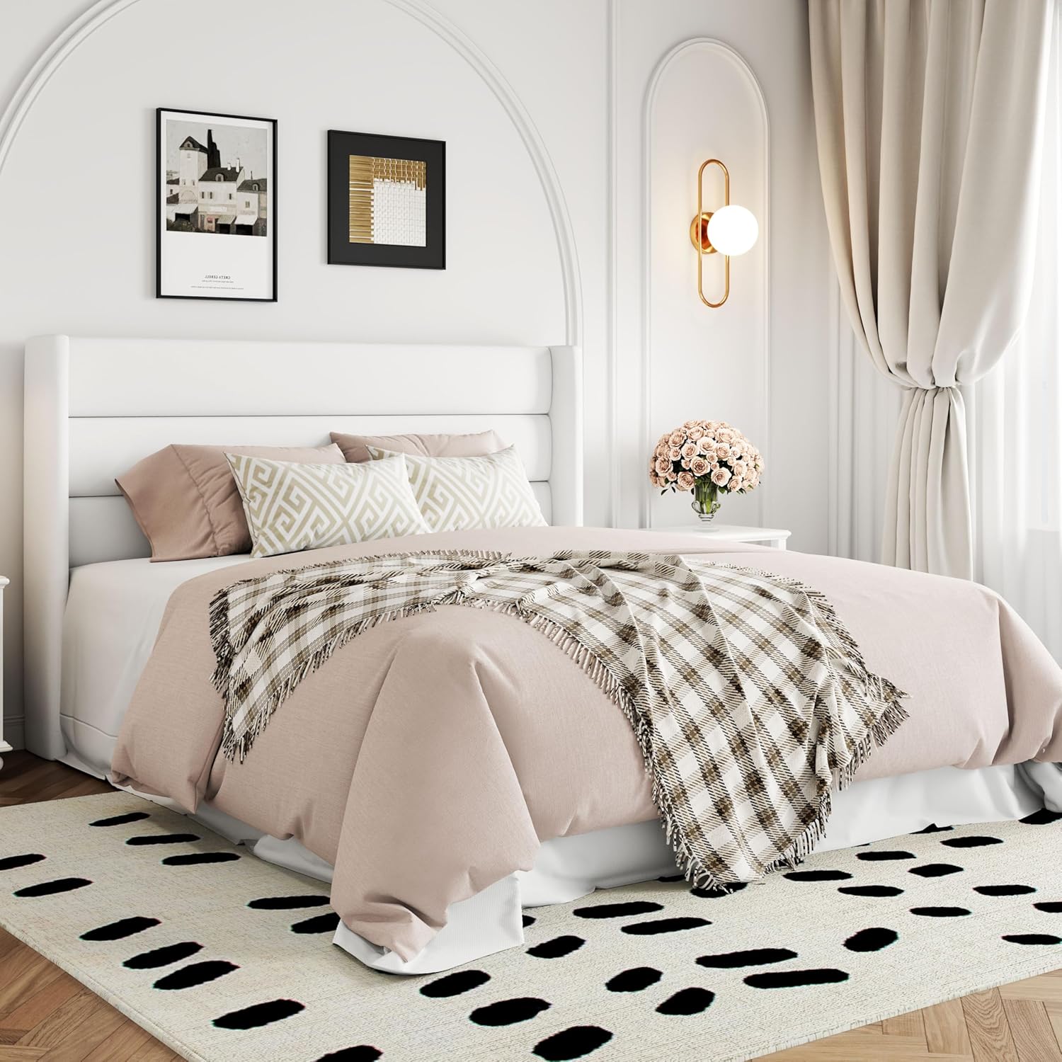Queen Size Lift Up Storage Bed with Wingback Headboard, Upholstered Platform Bed Frame with Hidden Storage - Image 196
