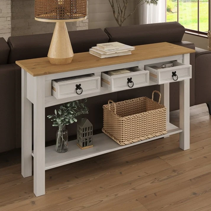 Wood Console Table with 3 Drawers, Entryway Hallway Storage and Display Table for Home - Image 19