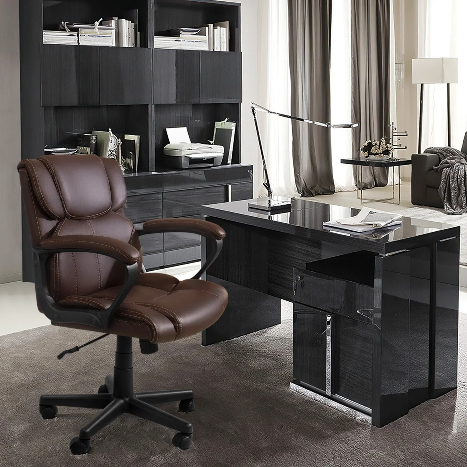 Mid Back Office Chair, Ergonomic Swivel Computer Task Chair for Home Office, Work and Study - Image 11