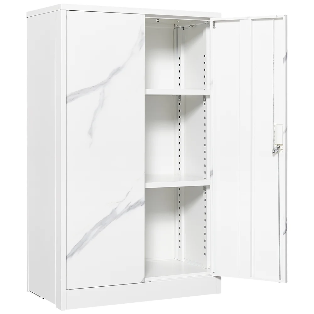 Metal Storage Cabinet with Locking Doors and Adjustable Shelf, Folding Filing Storage Cabinet, Rolling Storage Locker Cabinet for Home Office,School,Garage, White - Image 15
